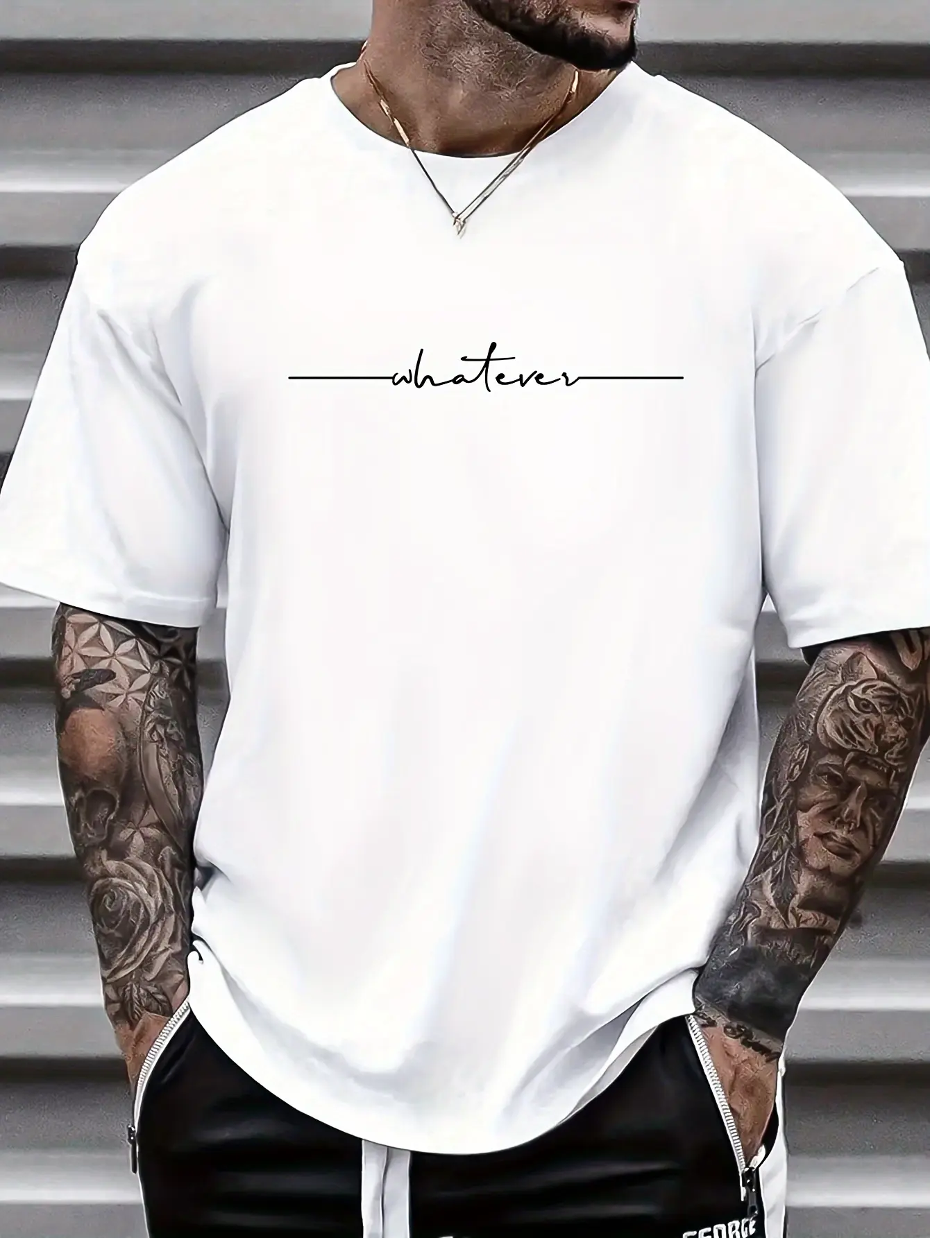 Summer Men's 100% Cotton Casual Loose Large Size Letter Pattern Printed Comfortable Sports Round Neck Short Sleeve T-shirt Top