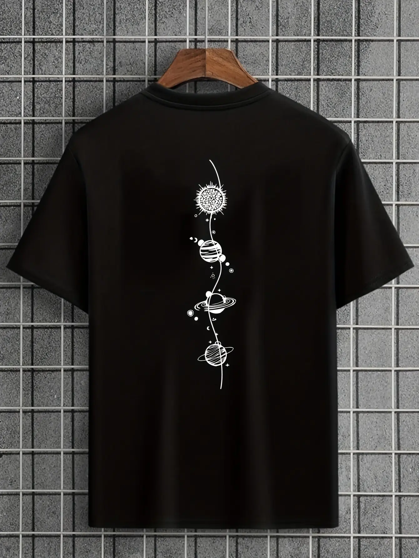 Men's 100% pure cotton summer loose size Planet Graphic Design print casual comfortable round neck short sleeved T-shirt top