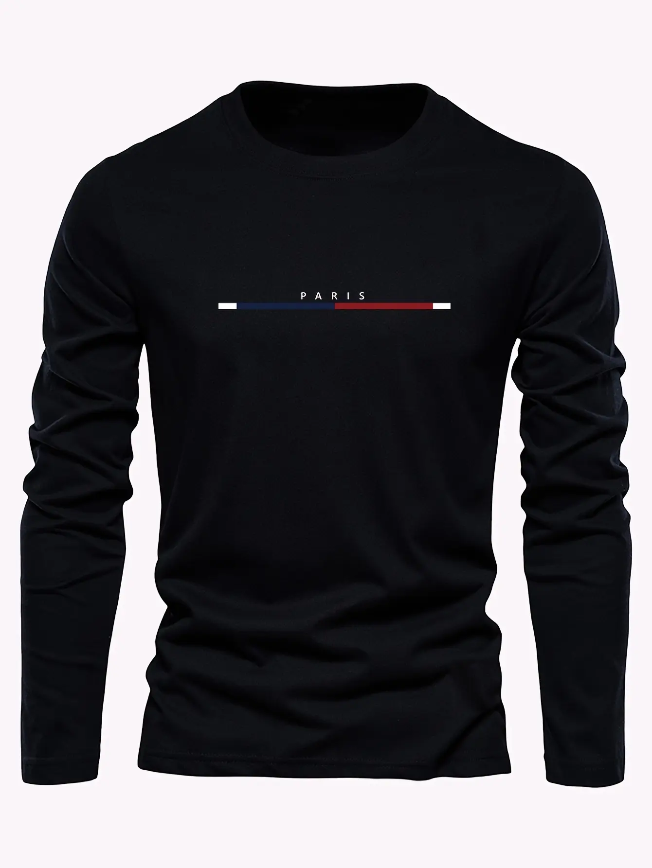 Men's 100% pure cotton loose fit plus size comfortable casual sports ROME letter printed round neck long sleeved T-shirt top