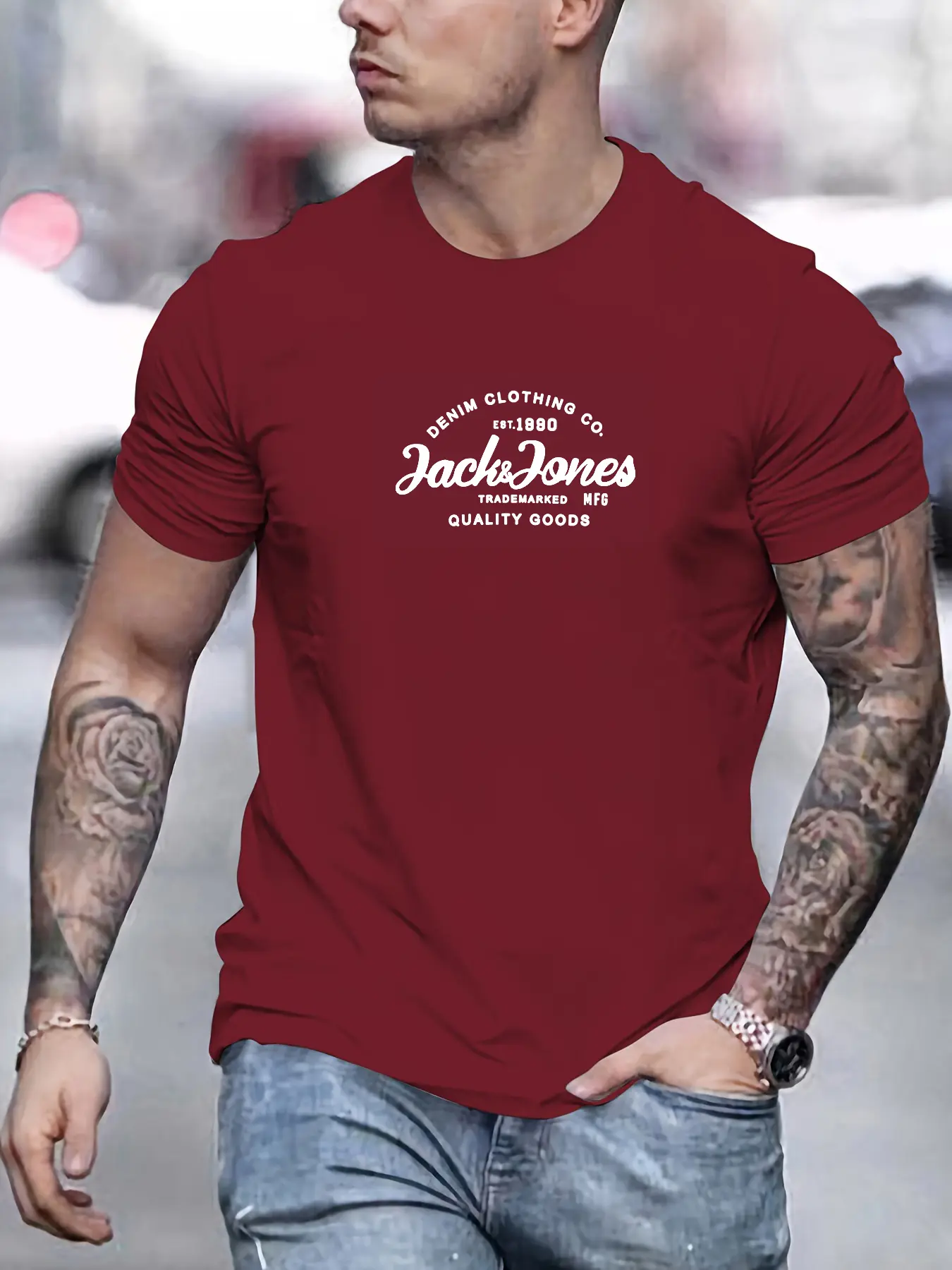 Men's summer 100% pure cotton fashionable casual loose sports letter pattern printed round neck short sleeved T-shirt top