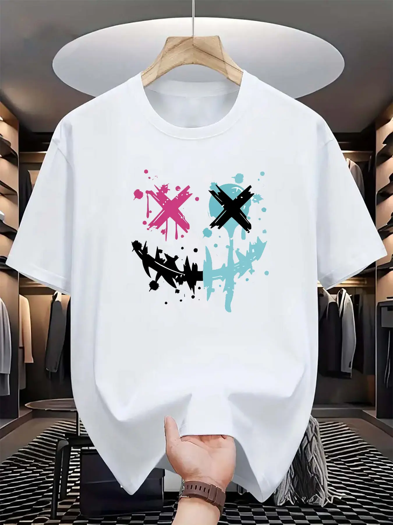 Men's summer 100 cotton fashionable casual loose solid color multi-color optional sports round neck short sleeved T-shirt top