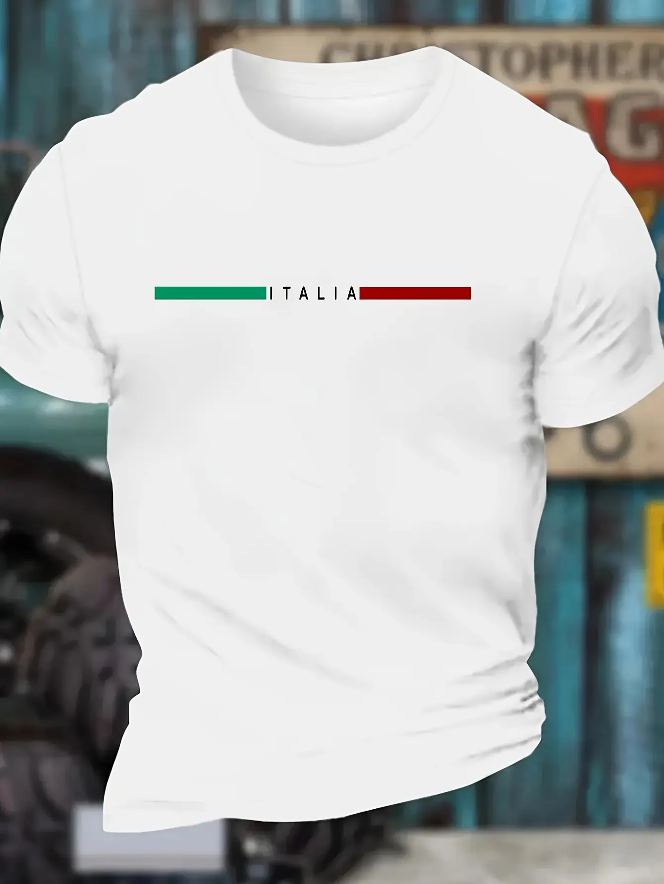 Men's summer 100% pure cotton fashionable casual sports loose Italian print round neck short sleeved T-shirt top