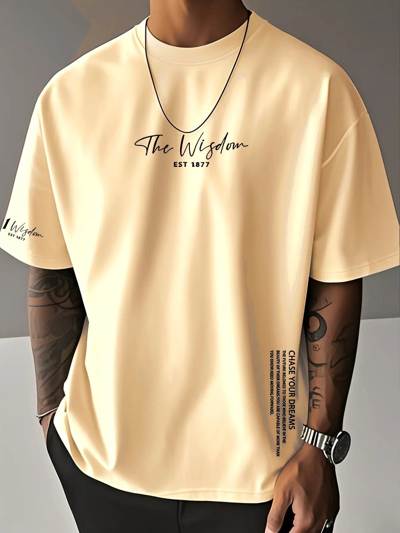 Men's summer 100% pure cotton fashionable casual sports loose The Wisdom letter printed round neck short sleeved T-shirt top