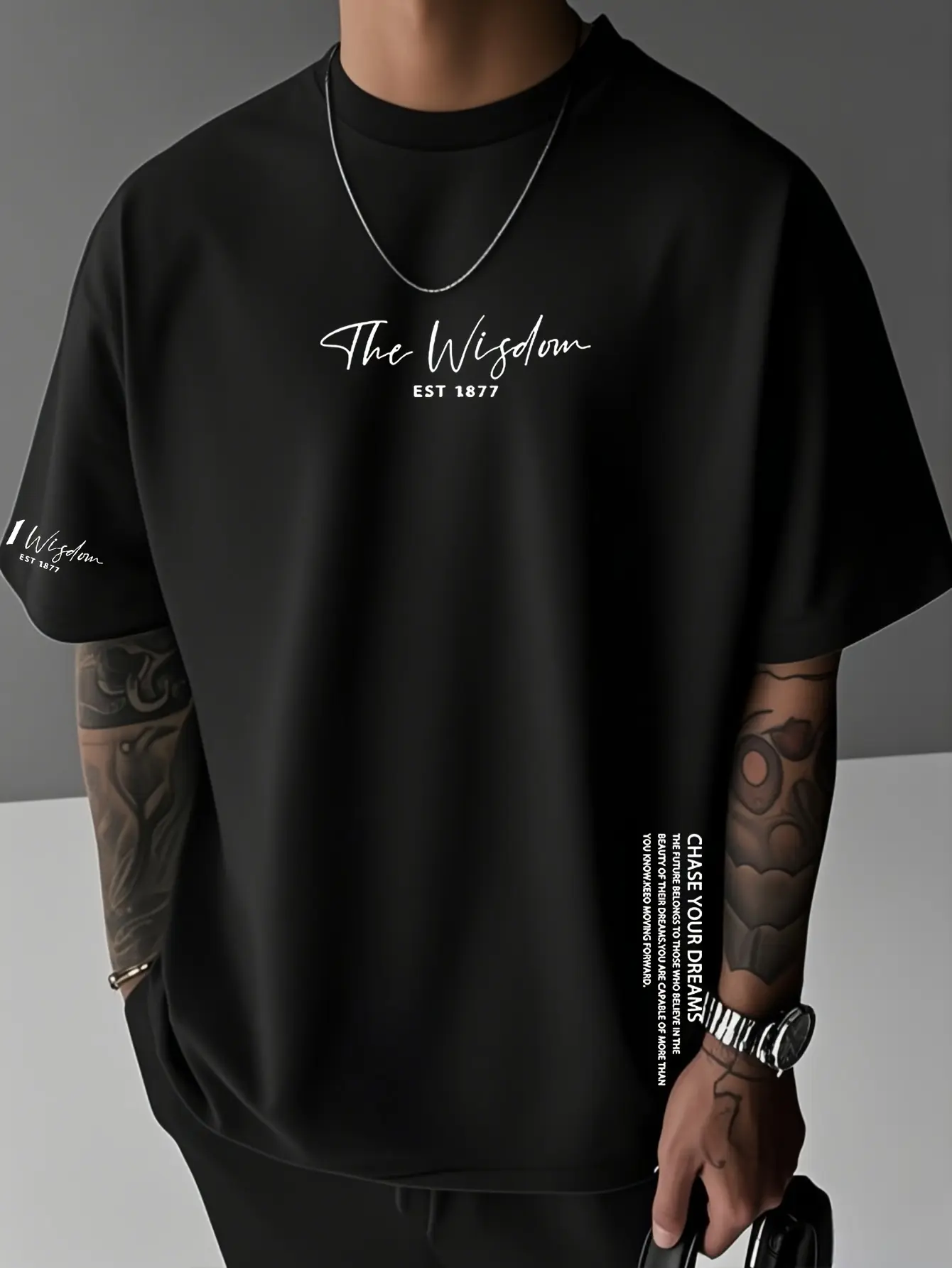 Men's summer 100% pure cotton fashionable casual sports loose The Wisdom letter printed round neck short sleeved T-shirt top