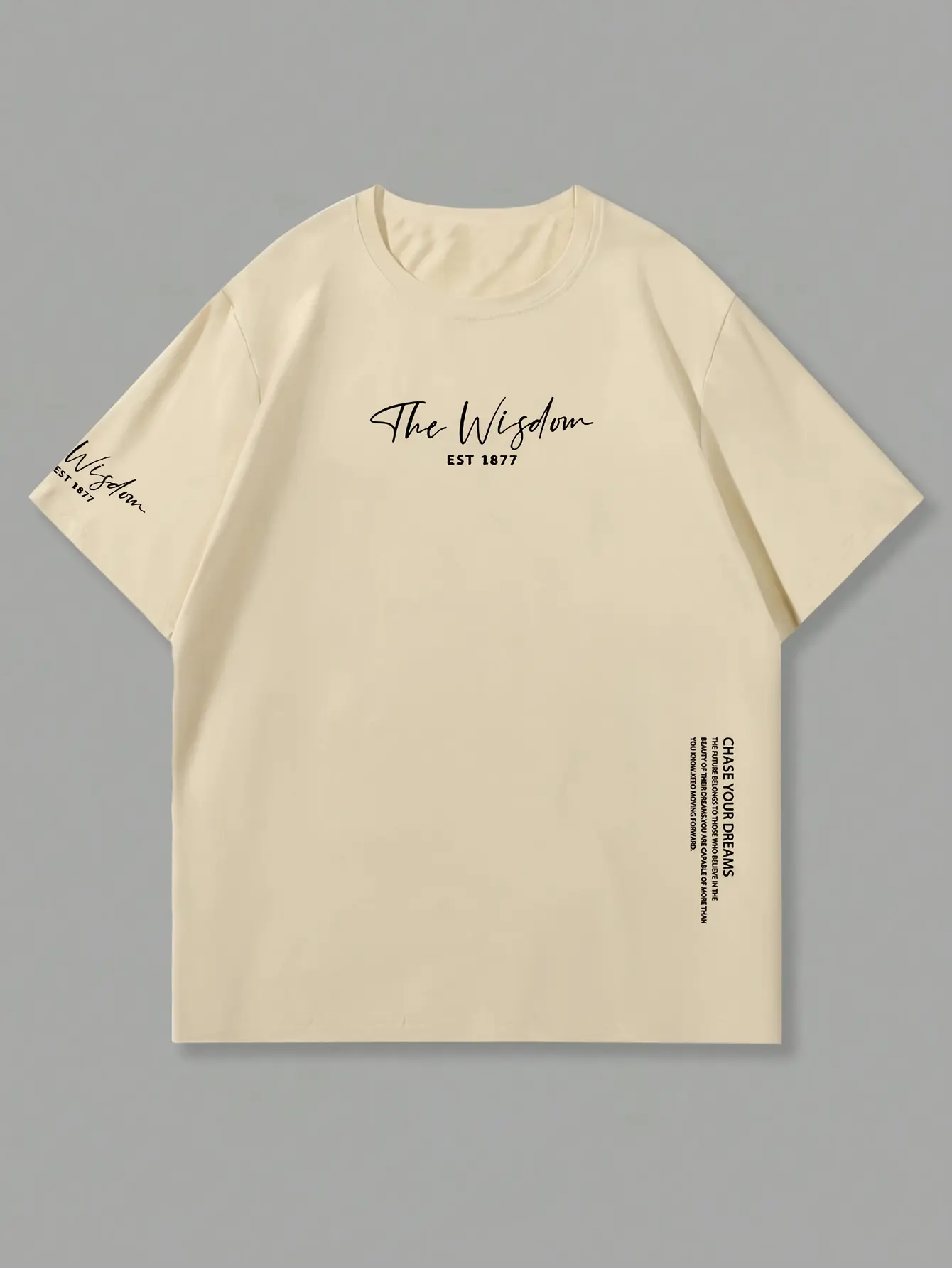 Men's summer 100% pure cotton fashionable casual sports loose The Wisdom letter printed round neck short sleeved T-shirt top
