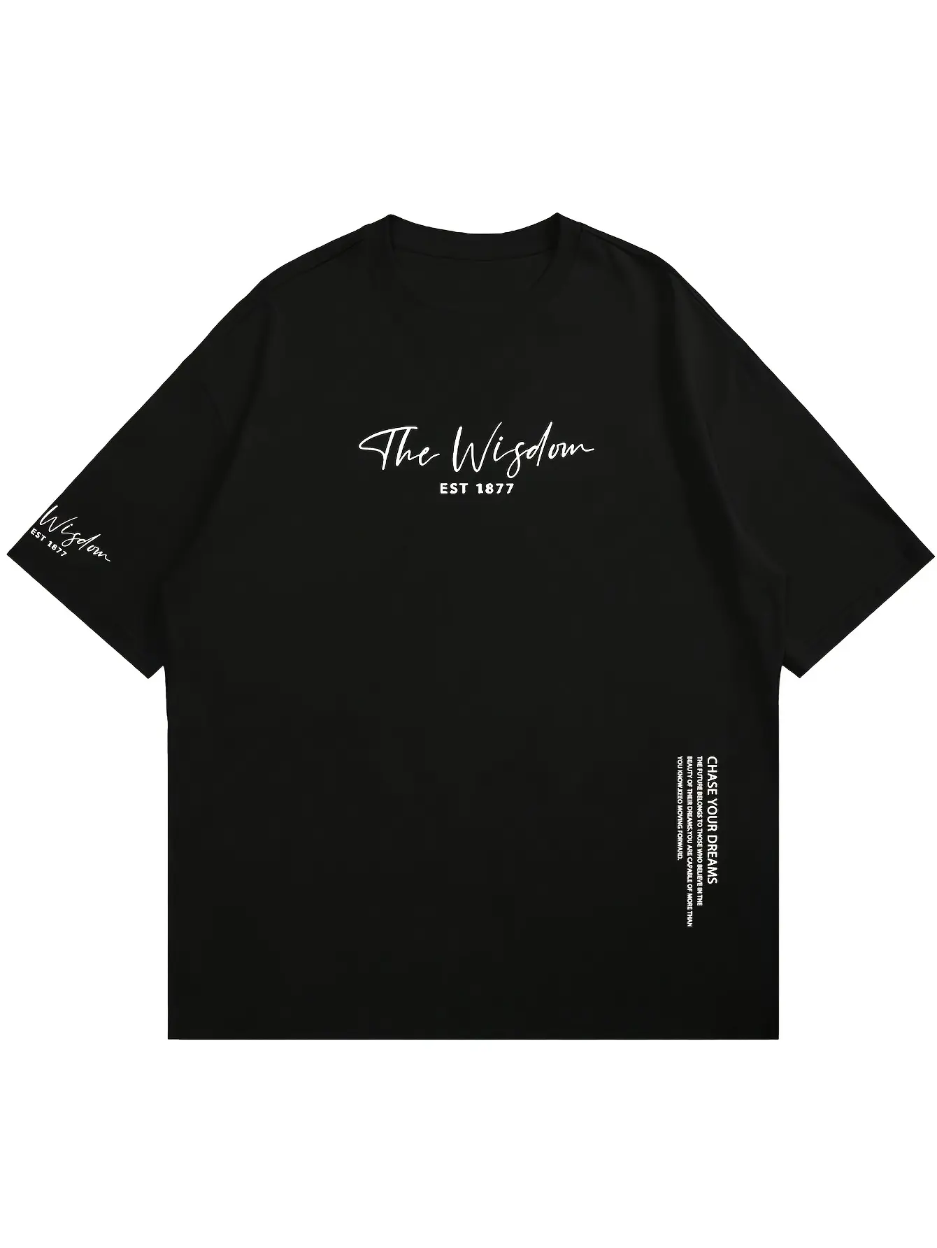 Men's summer 100% pure cotton fashionable casual sports loose The Wisdom letter printed round neck short sleeved T-shirt top