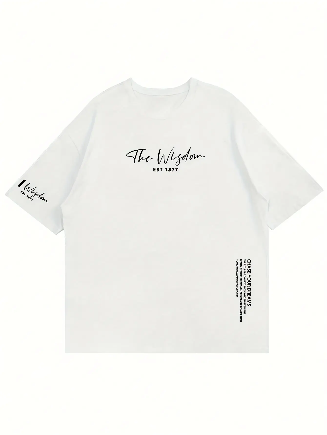 Men's summer 100% pure cotton fashionable casual sports loose The Wisdom letter printed round neck short sleeved T-shirt top