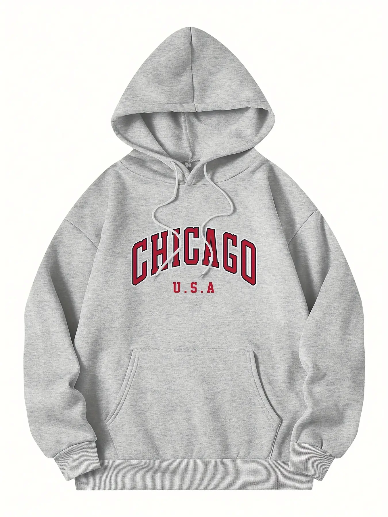 Men's autumn and winter casual fashion Chicago USA printed loose oversized sports comfortable fleece warm hooded sweatshirt
