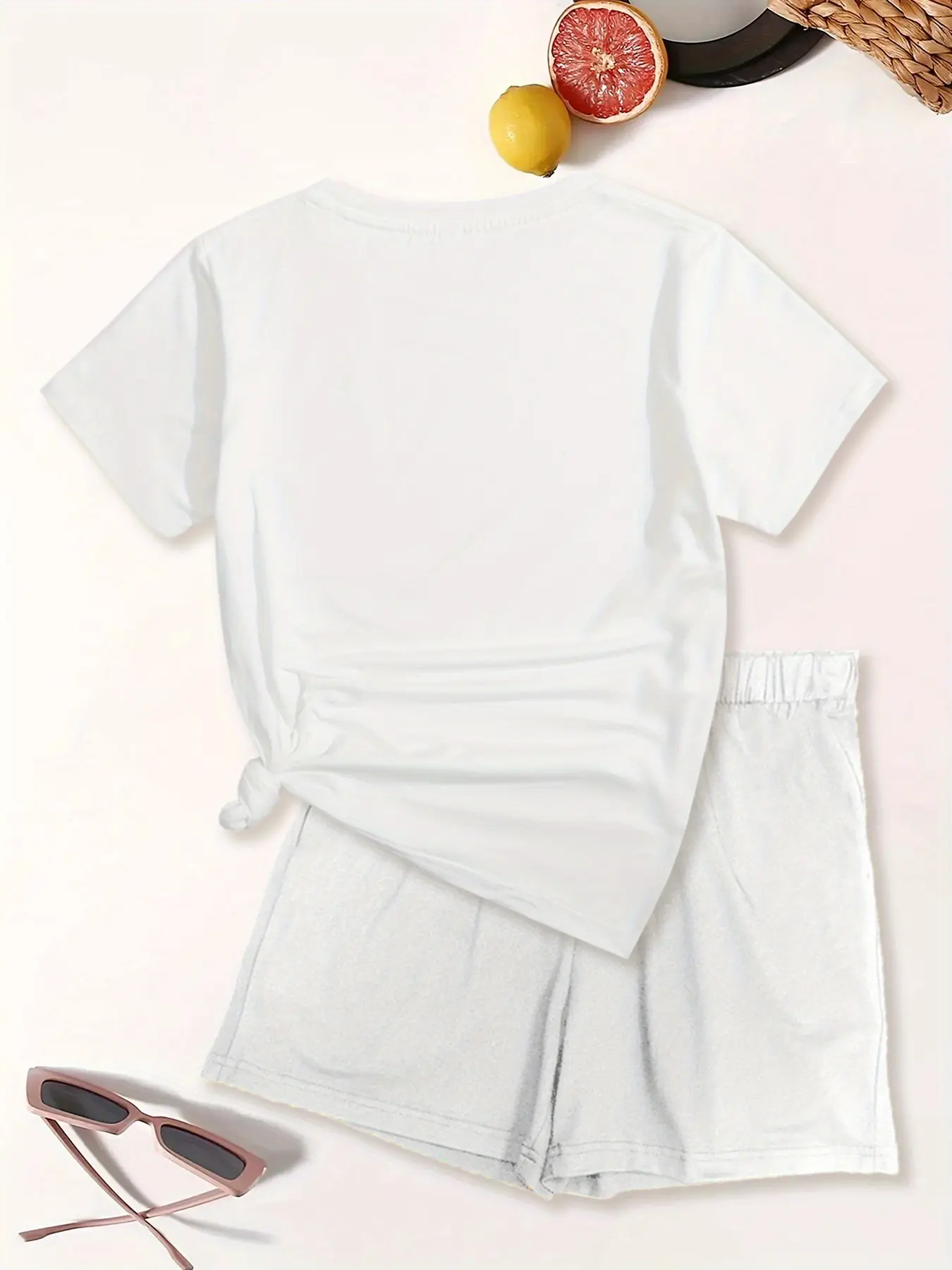 Summer women's fashion Paris MILANO letter printed casual loose round neck short sleeved T-shirt shorts two-piece set
