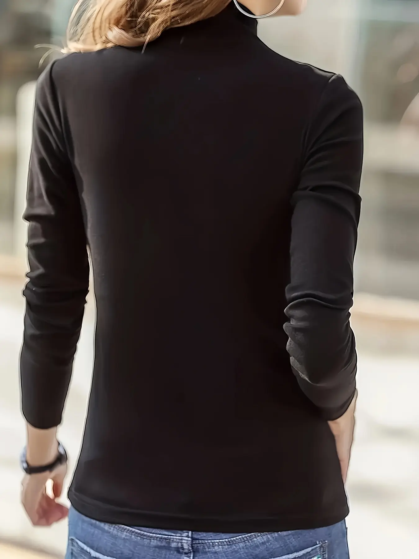 Female tight black and white Dragonfly long sleeved high neck base top, spring and autumn T-shirt for women