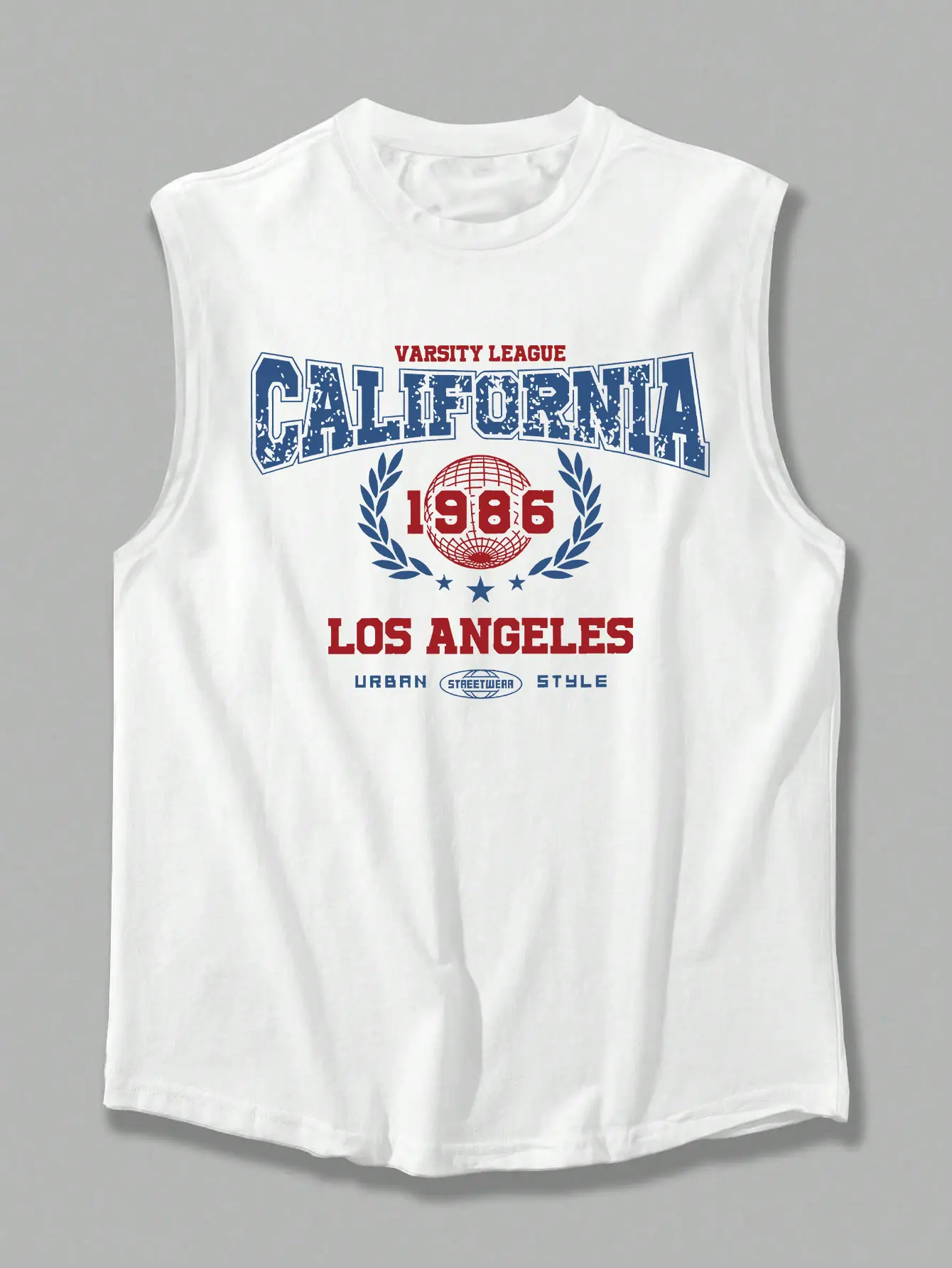 Men's summer fashion casual sports loose California pattern print comfortable breathable round neck sleeveless vest