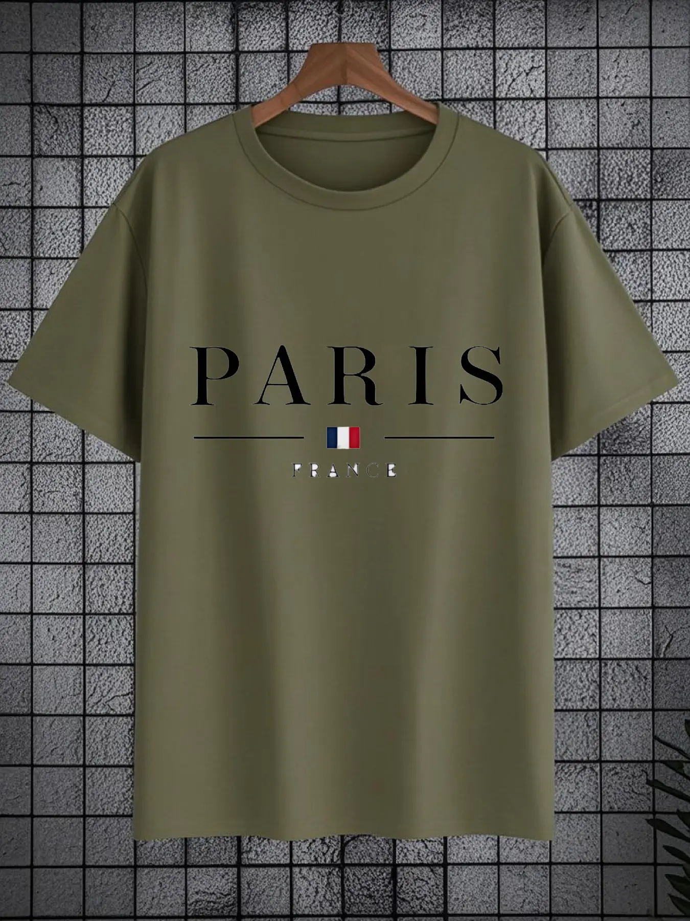 Men's summer 100% pure cotton fashionable casual sports loose PARIS pattern printed sports round neck short sleeved T-shirt top