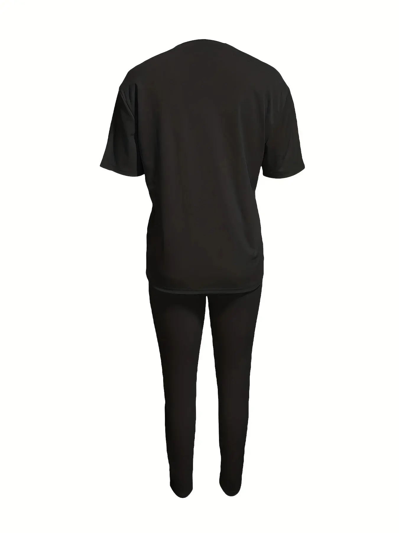 Women's Spring and Summer Loose Casual Large Portrait Pattern Printed Round Neck Short Sleeve T-shirt+Tight Pants Set