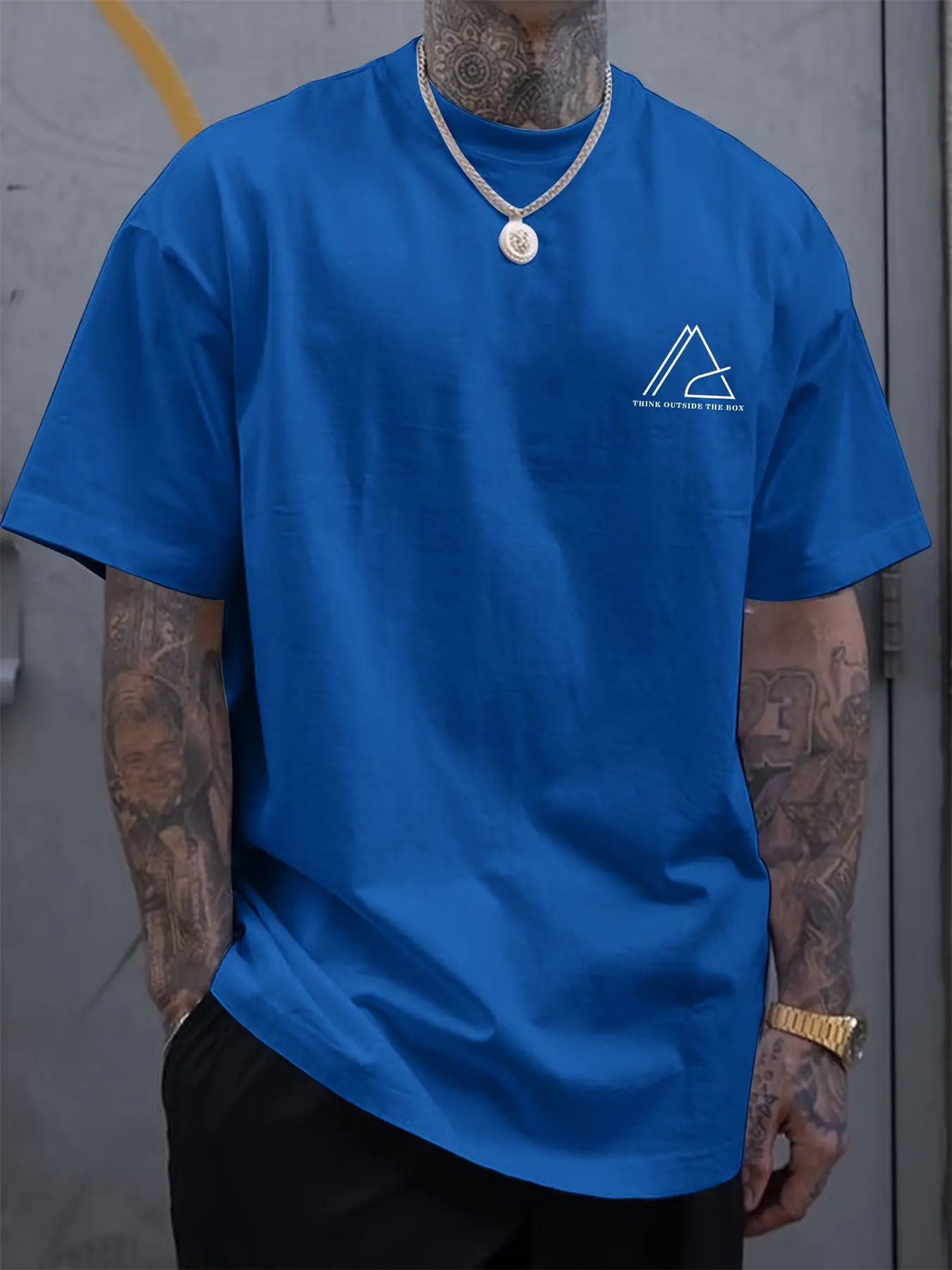 Summer men's 100% cotton comfortable casual wide plus plus size geometric letter printed round neck short sleeved T-shirt top