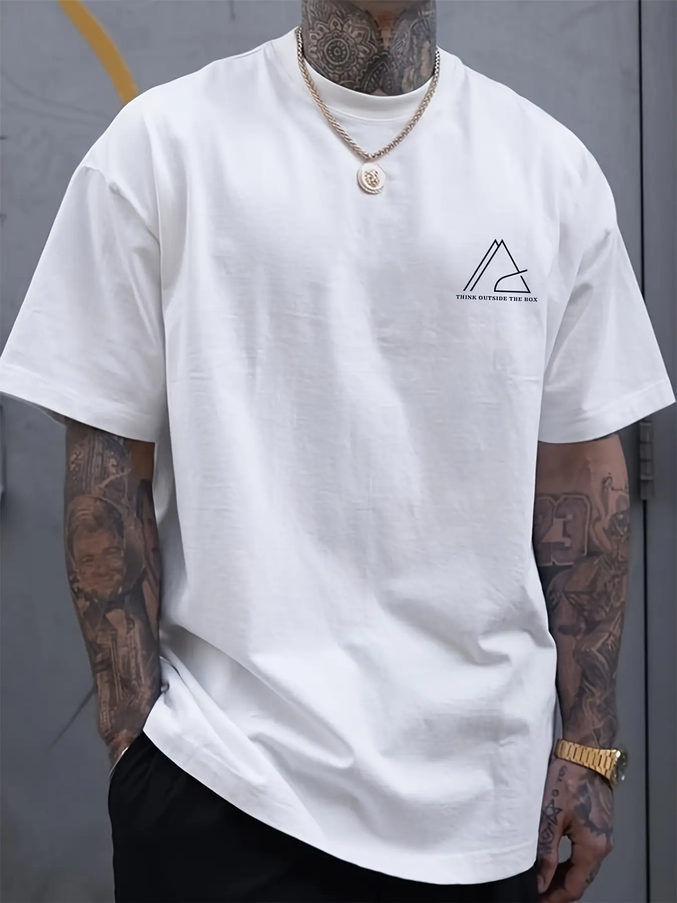 Summer men's 100% cotton comfortable casual wide plus plus size geometric letter printed round neck short sleeved T-shirt top