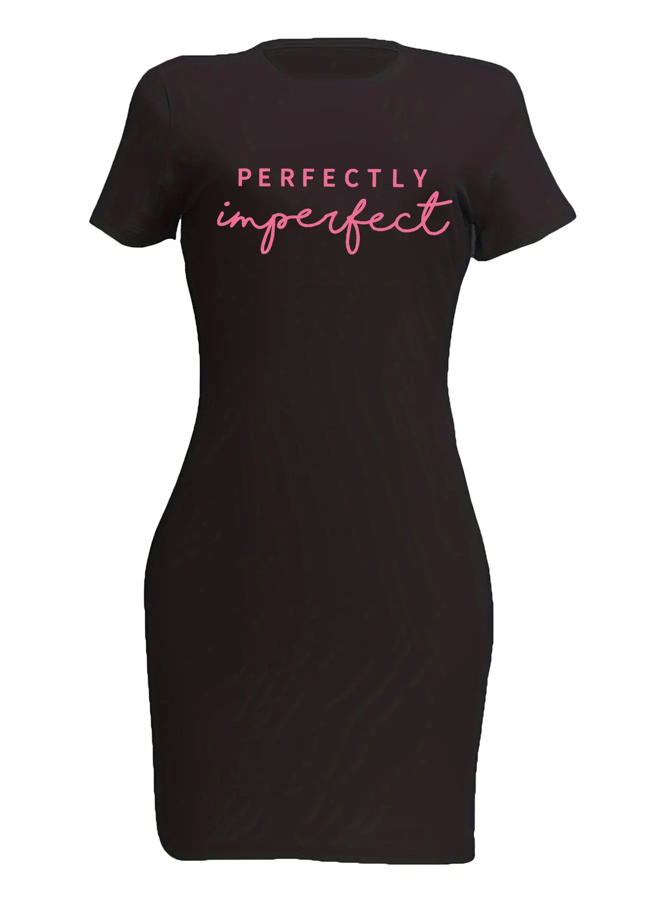 Summer Women's PERFCTLY Letter Print Casual Slim Fit Short Sleeve Round Neck Short Mini Dress