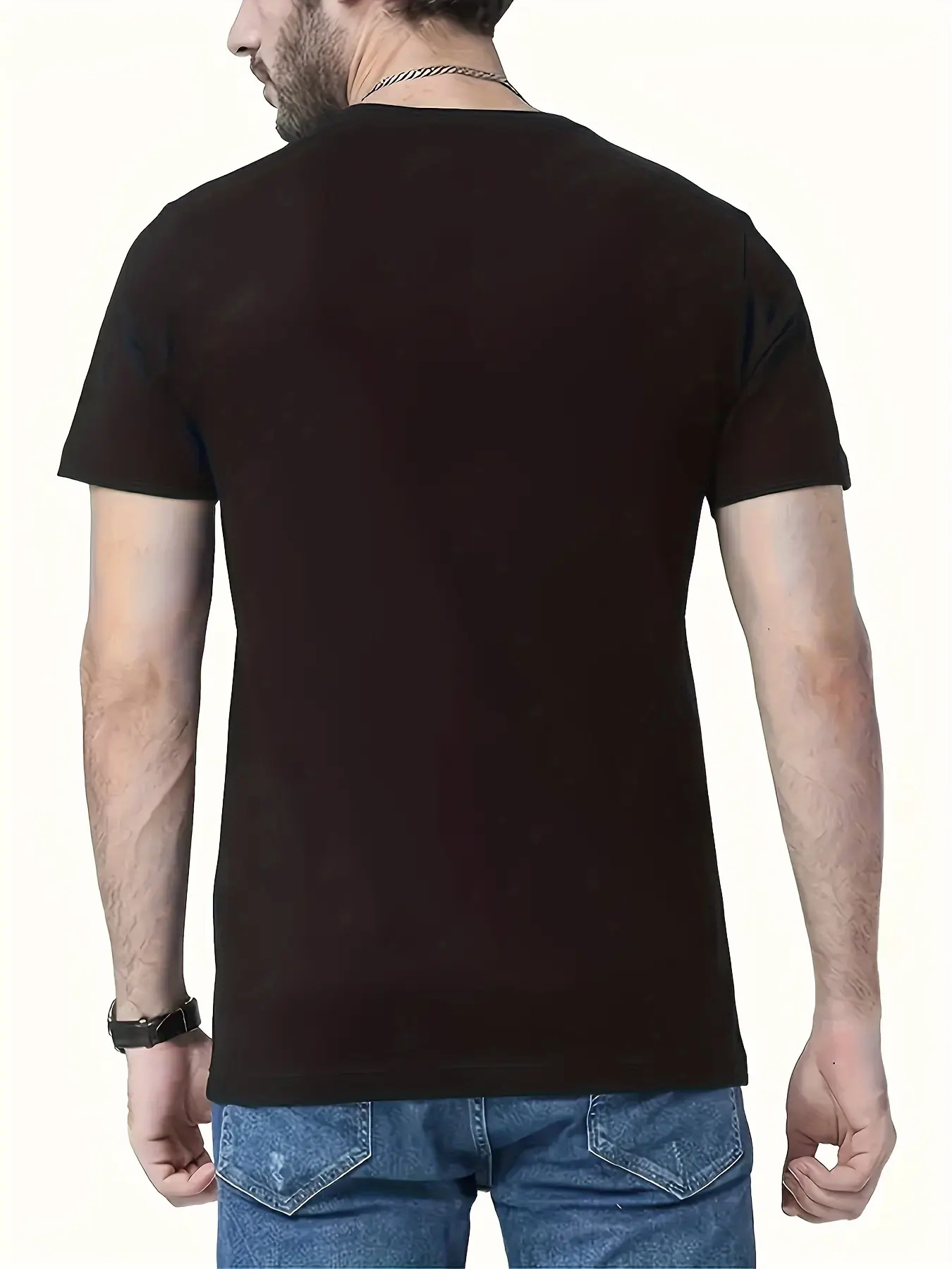 Men's Summer 100% Cotton Fashionable Casual Loose Large Gibson Guitar Printed Sports Round Neck Short Sleeve T-shirt Top