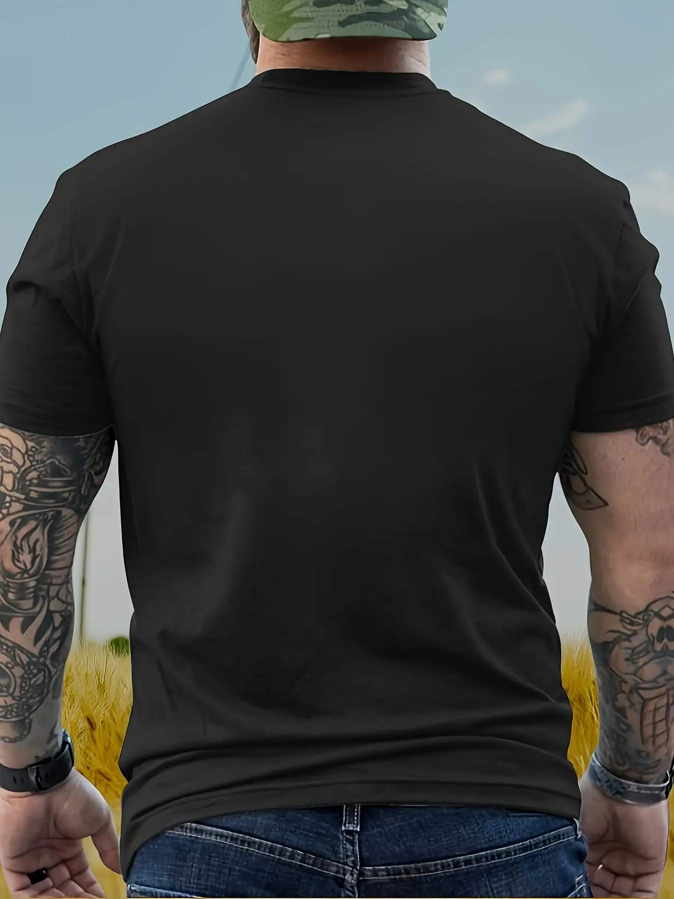 Men's summer 100 cotton fashionable casual loose Jesus name full of power printed round neck short sleeved T-shirt top
