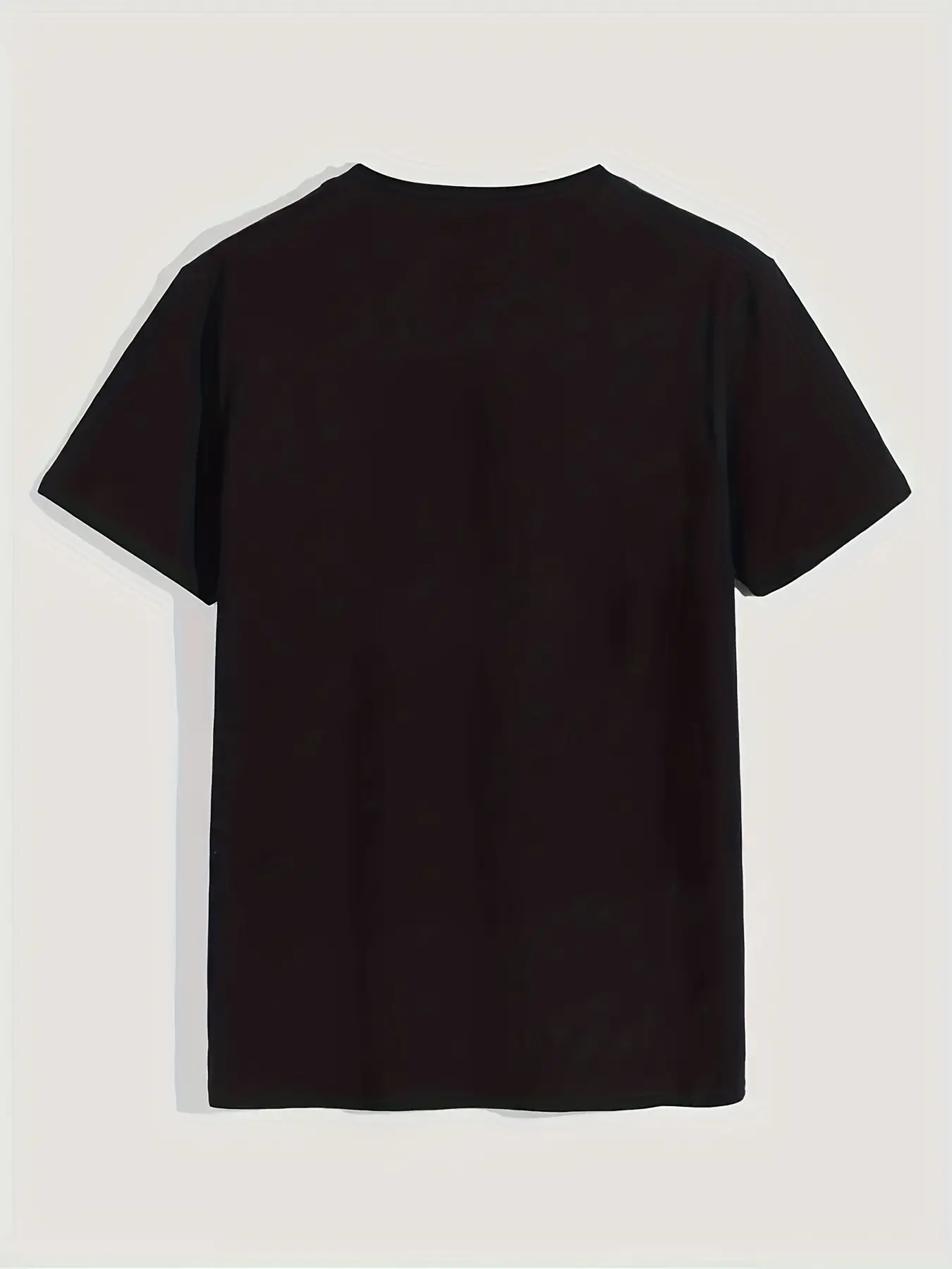 Men's Summer Casual Loose Size 100% Cotton Black Print Round Neck Short Sleeve T-shirt Top