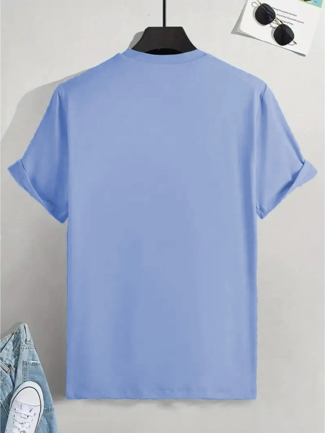 Summer men's 100% pure cotton casual sports loose oversized ITALIA letter printed comfortable round neck short sleeved T-shirt