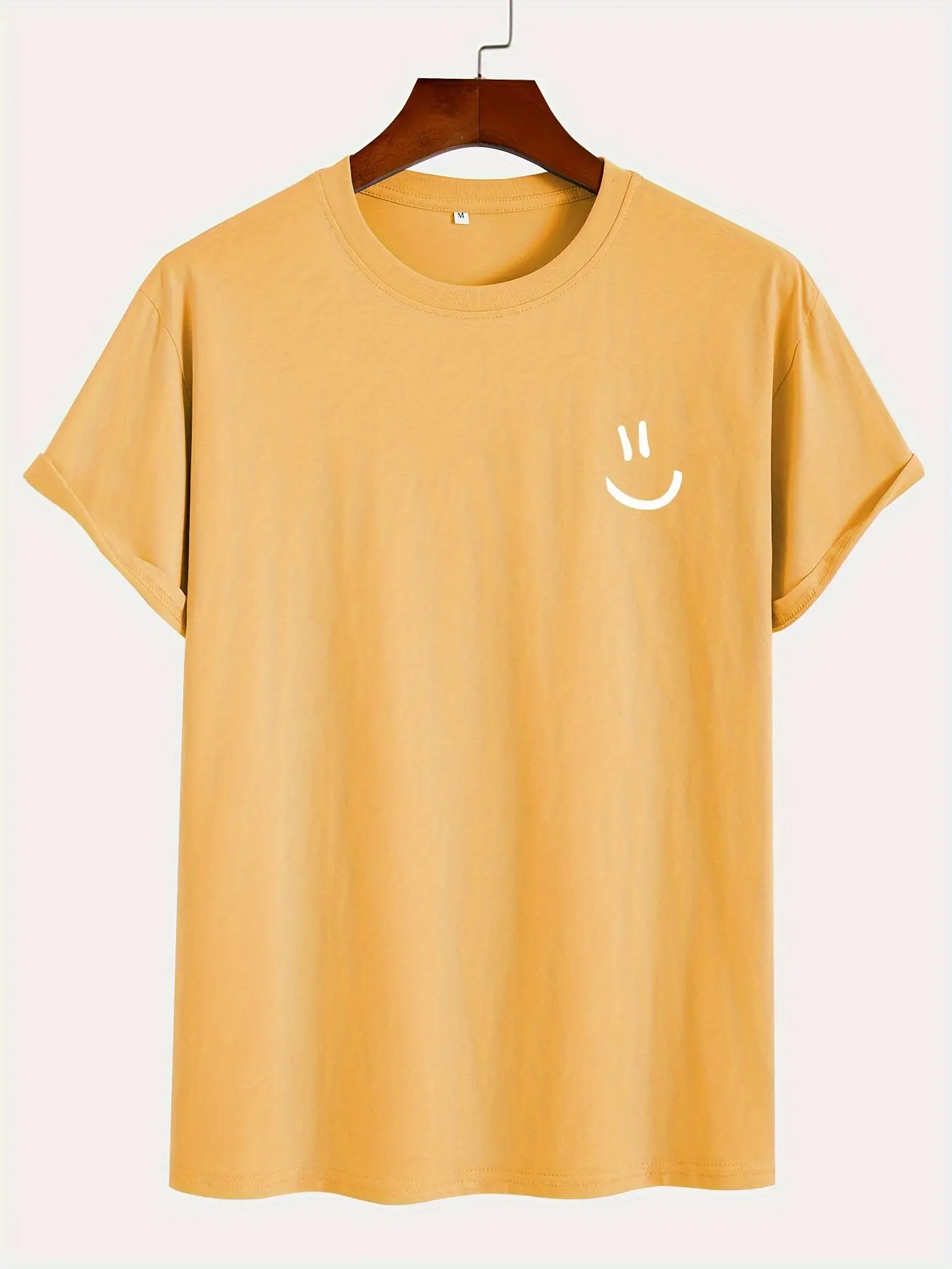 Men's summer 100% pure cotton fashionable sports casual loose smiling face printed round neck short sleeved T-shirt top