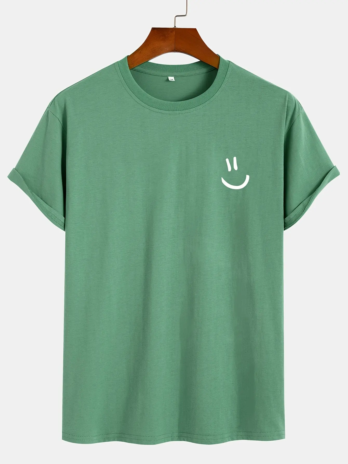 Men's summer 100% pure cotton fashionable sports casual loose smiling face printed round neck short sleeved T-shirt top