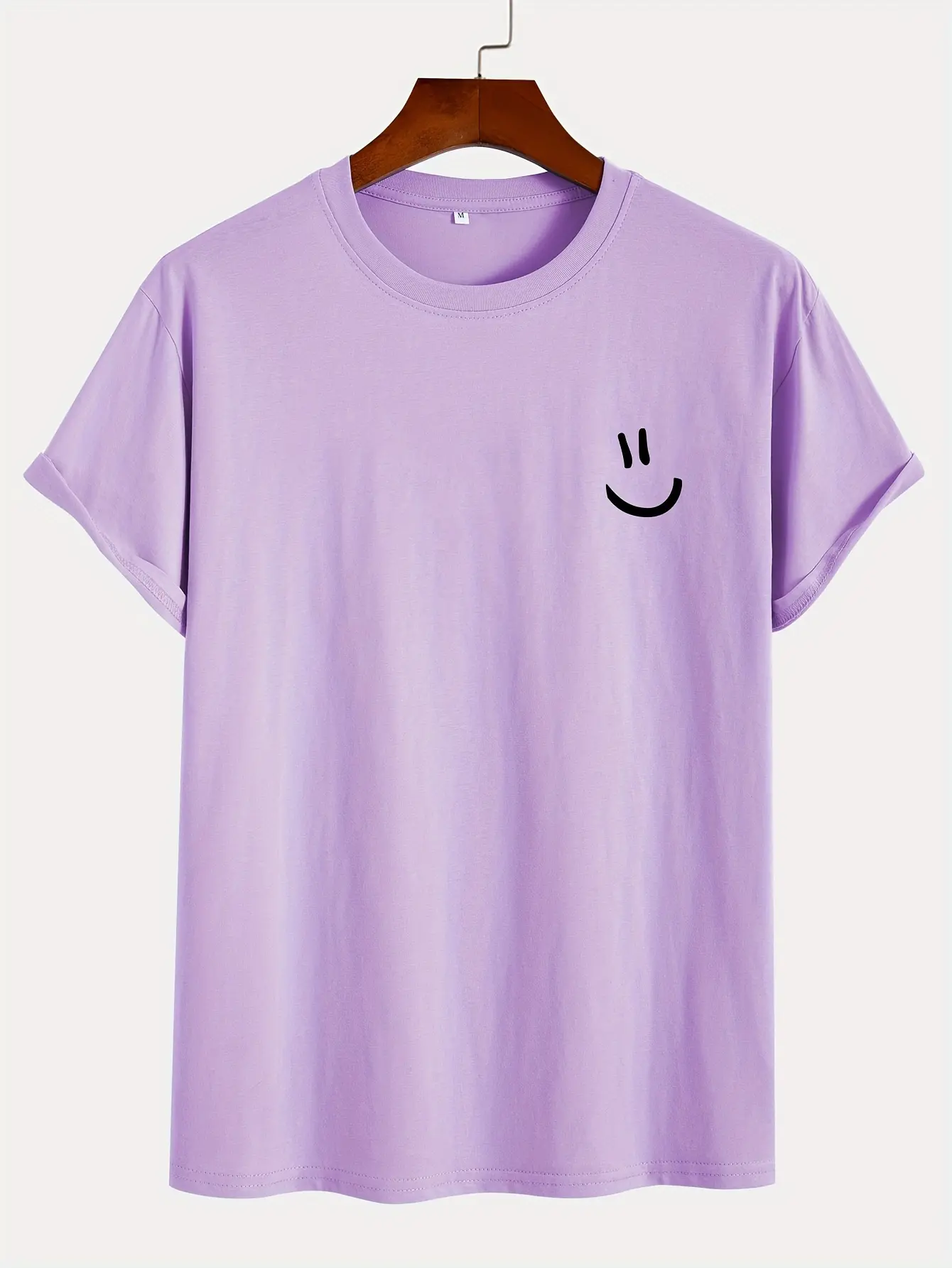 Men's summer 100% pure cotton fashionable sports casual loose smiling face printed round neck short sleeved T-shirt top