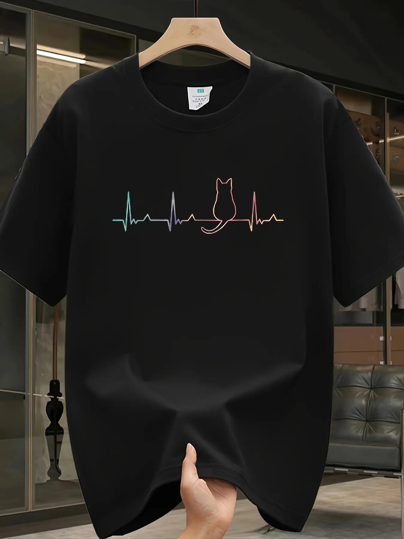 Men's Summer 100% Cotton Fashionable Casual Sports Loose Trendy Brand Pattern Printed Round Neck Short Sleeve T-shirt Top