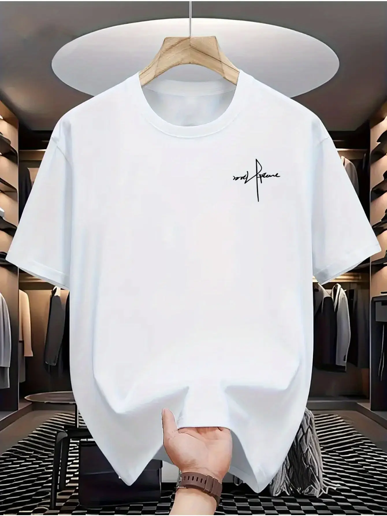 Men's summer 100 cotton fashionable casual sports loose plus size personalized letter printed round neck short sleeved T-shirt