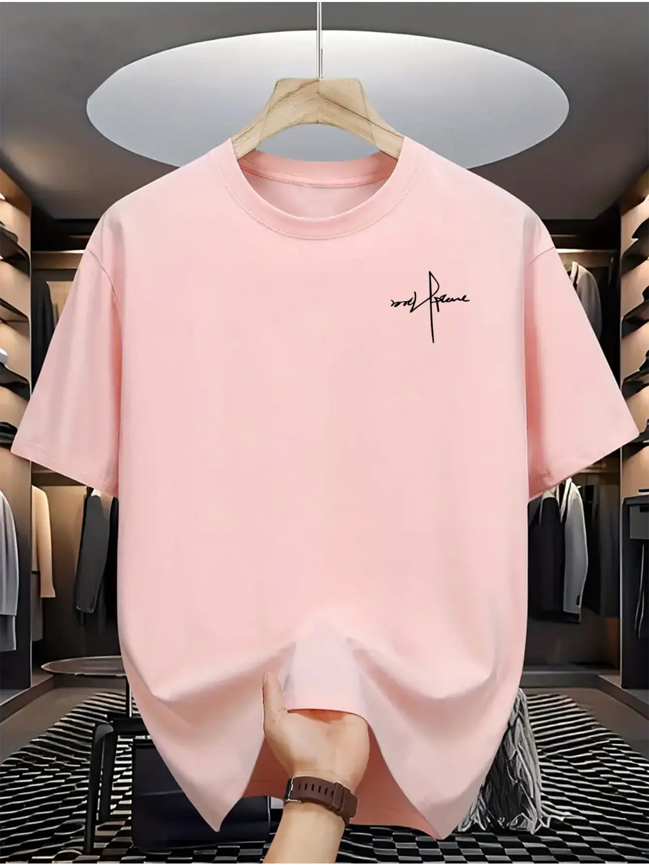 Men's summer 100 cotton fashionable casual sports loose plus size personalized letter printed round neck short sleeved T-shirt