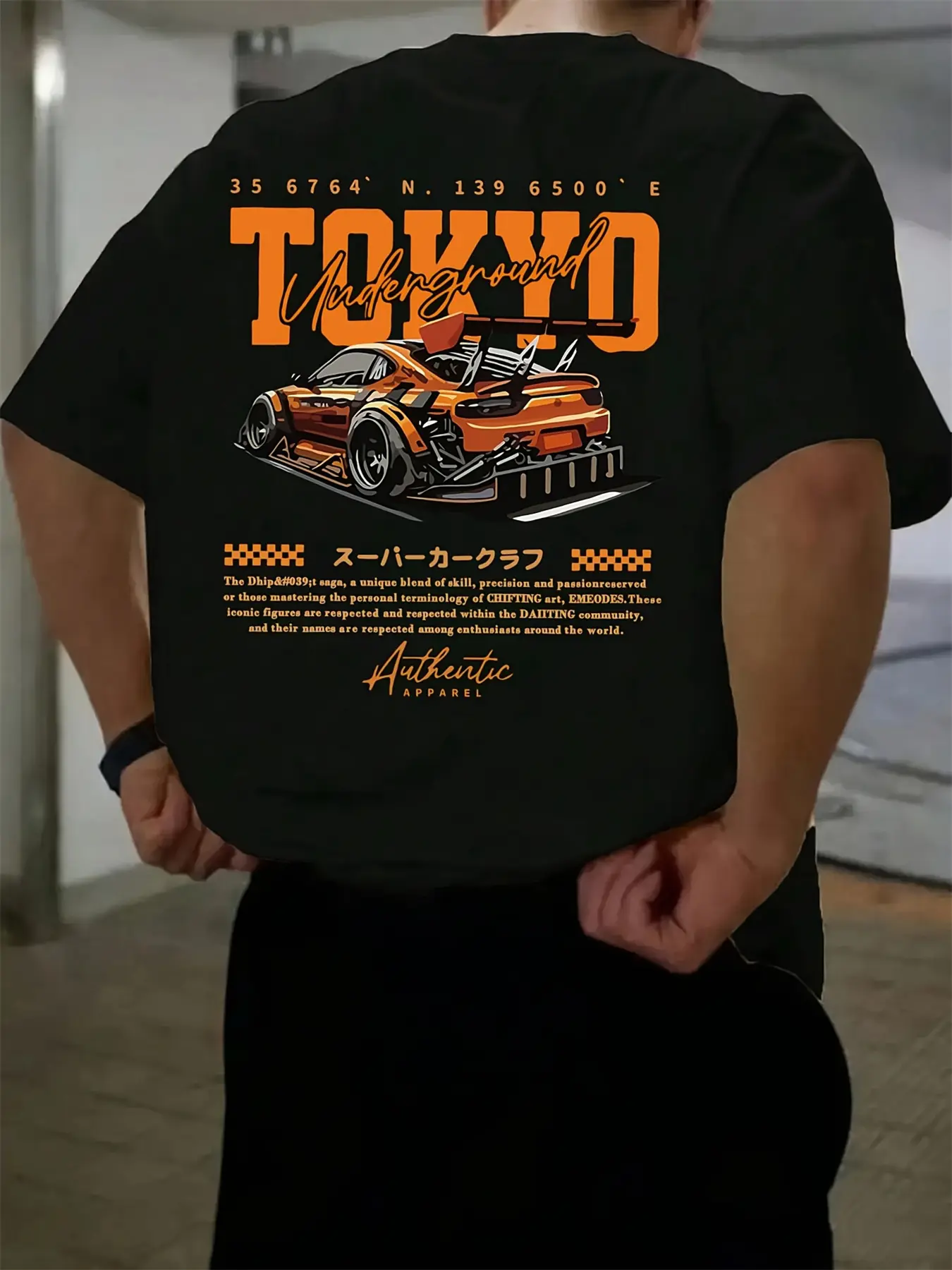 Men's Summer 100% Cotton Fashionable Casual Loose Large Size Japanese Tokyo Pattern Printed Round Neck Short Sleeve T-shirt Top
