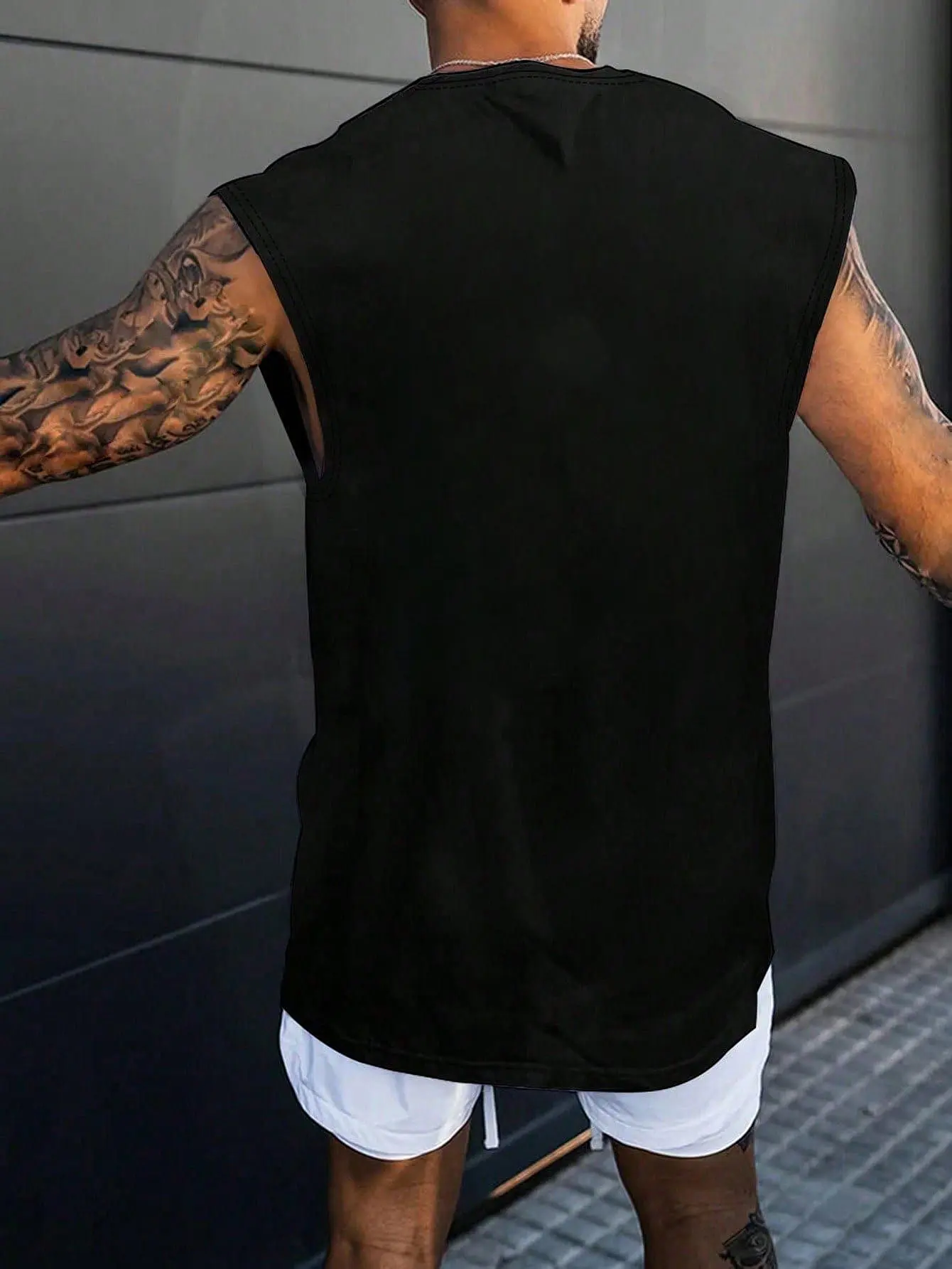 Men's Summer Leisure Sports Fitness Loose Eagle Pattern Printed Comfortable and Breathable Round Neck Sleeveless Tank Top
