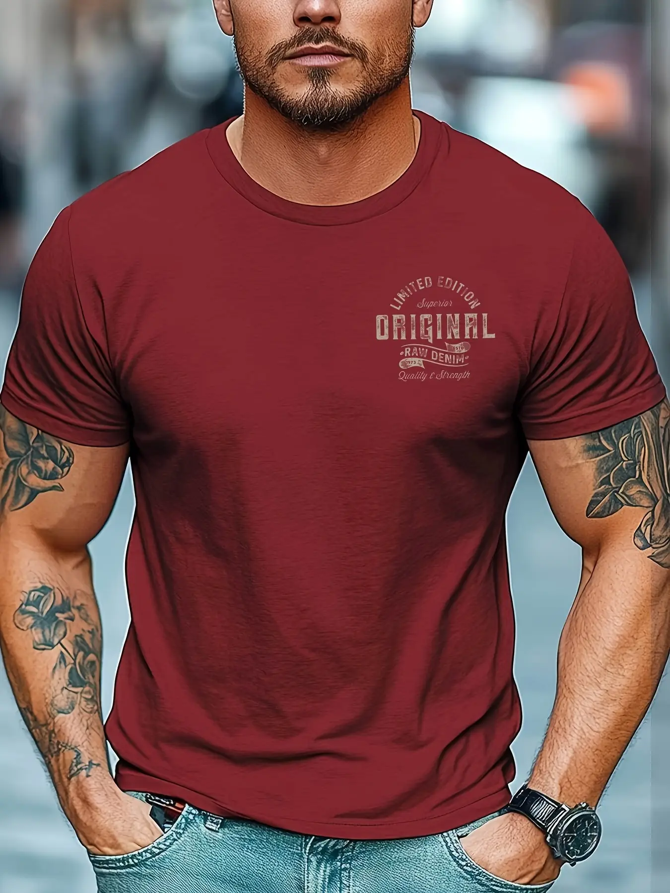 Men's summer 100% pure cotton fashionable casual sports loose letter pattern printed round neck short sleeved T-shirt top