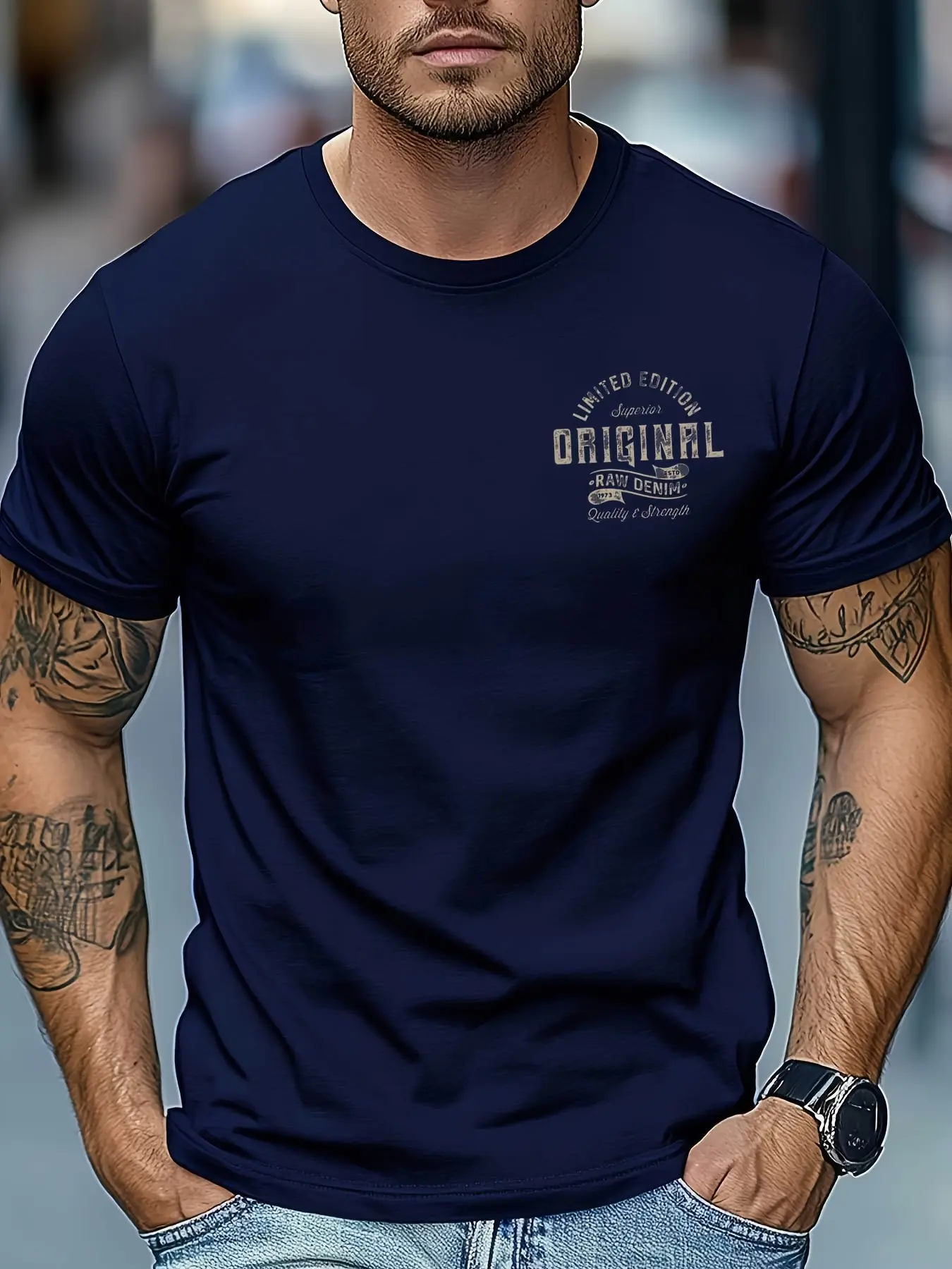 Men's summer 100% pure cotton fashionable casual sports loose letter pattern printed round neck short sleeved T-shirt top