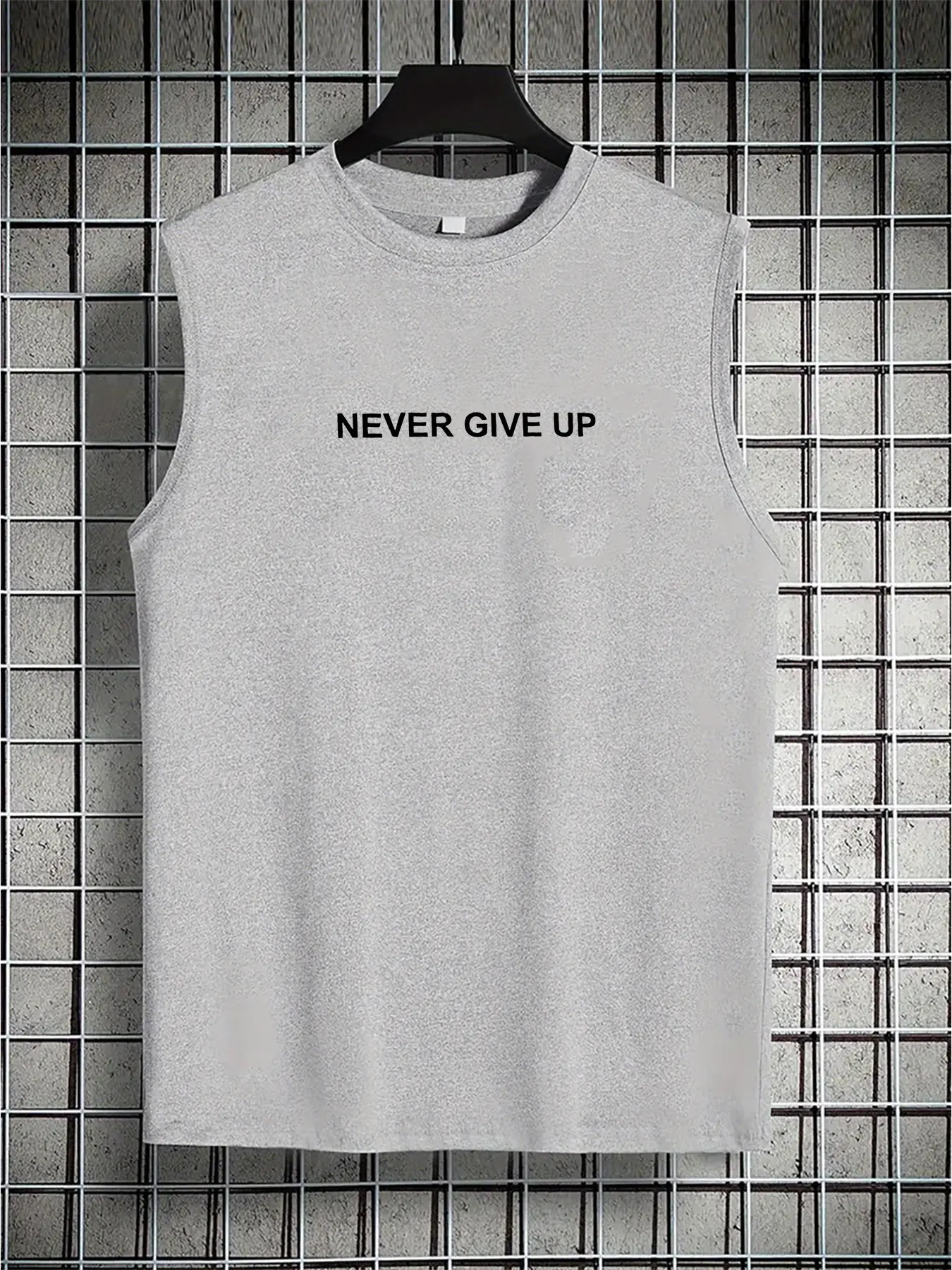 Men's summer casual sports loose NEVER GIVE UP double-sided printed comfortable and breathable round neck sleeveless vest