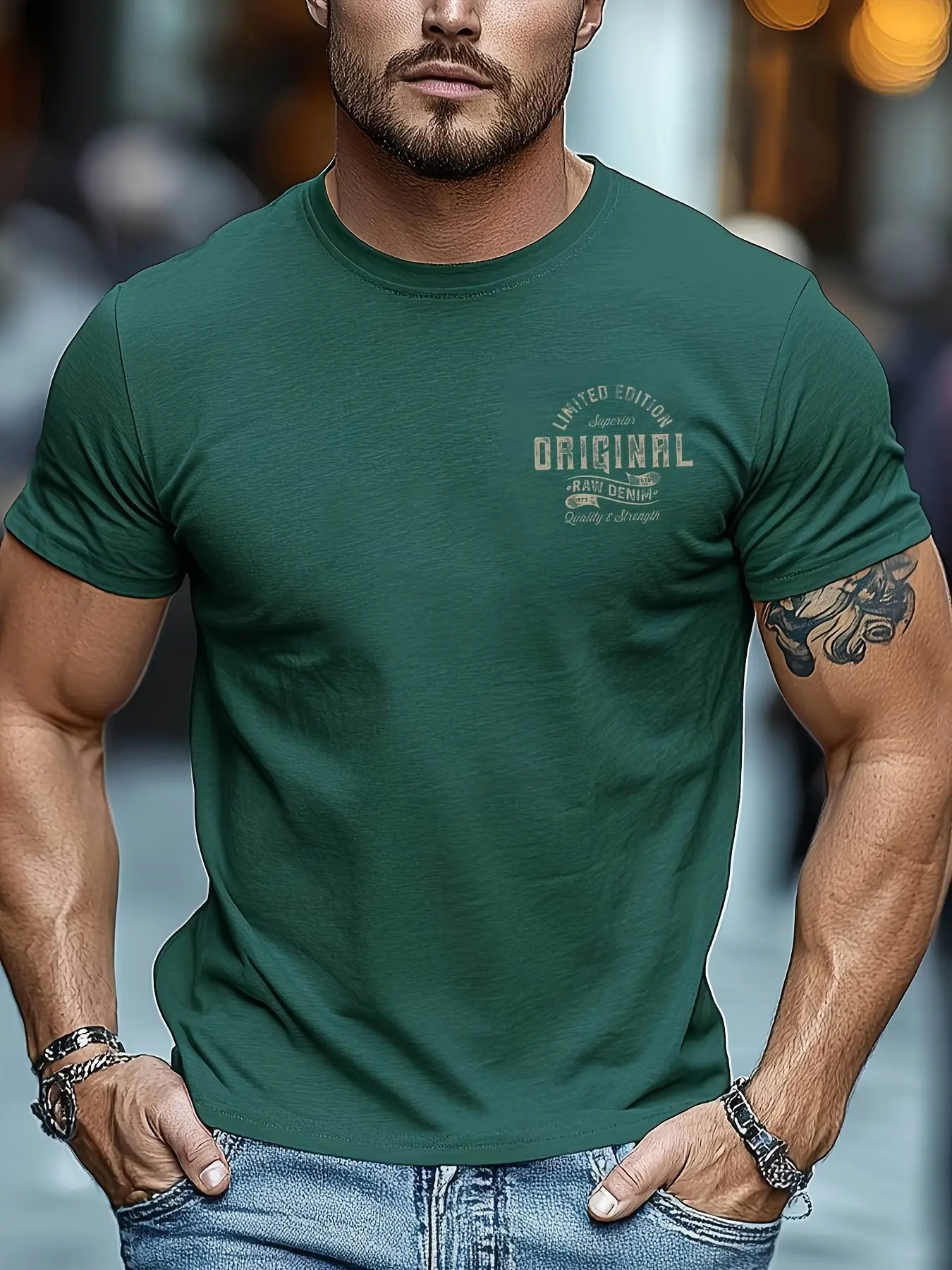 Men's summer 100% pure cotton fashionable casual sports loose letter pattern printed round neck short sleeved T-shirt top