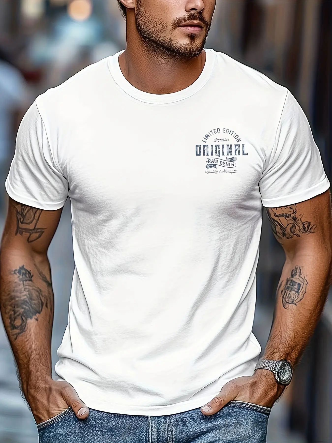 Men's summer 100% pure cotton fashionable casual sports loose letter pattern printed round neck short sleeved T-shirt top
