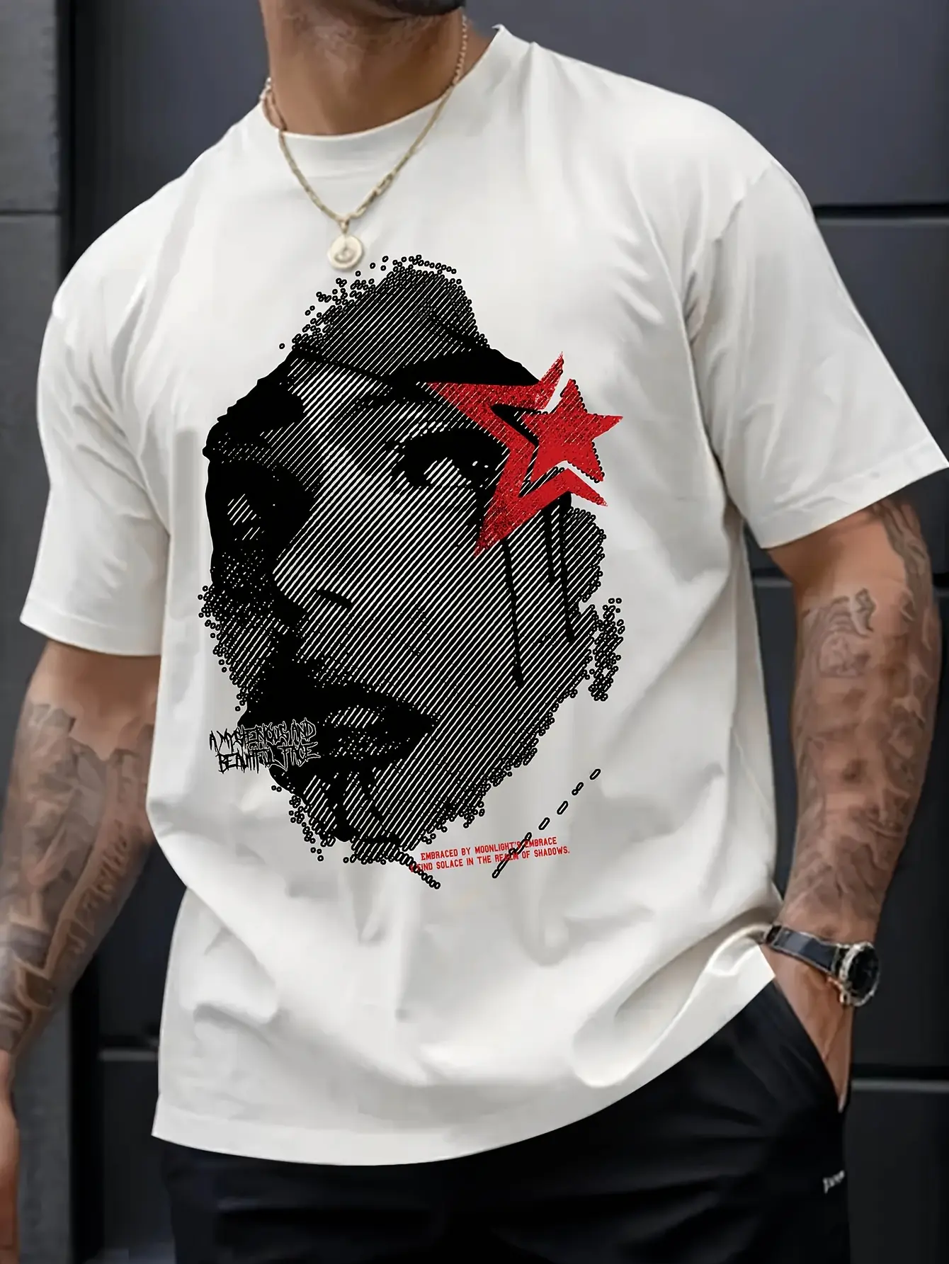 Men's summer 100% pure cotton fashionable sports casual loose fashion pattern printed round neck short sleeved T-shirt top