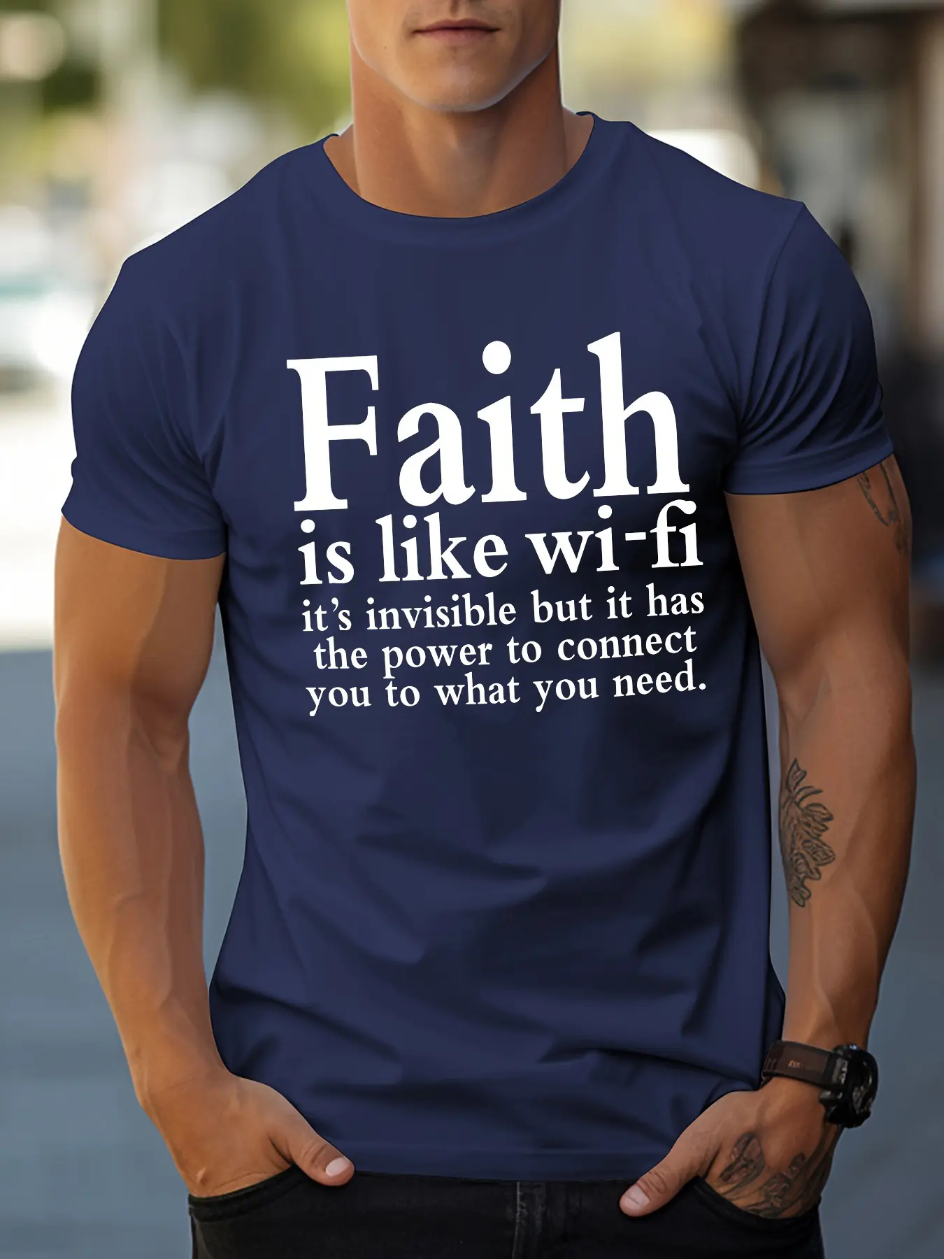 Men's summer 100% pure cotton fashionable casual sports loose Faith letter print round neck short sleeved T-shirt top