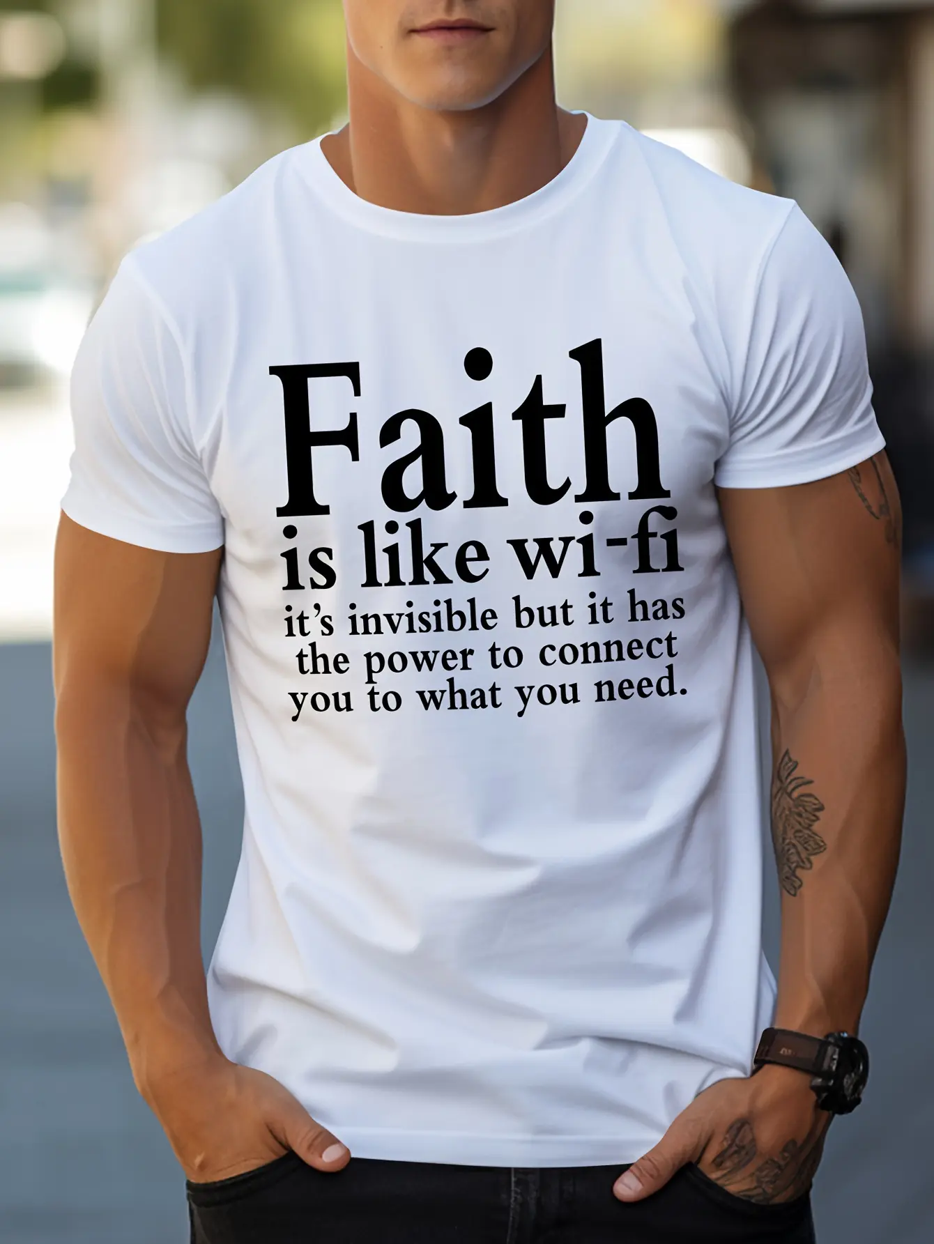 Men's summer 100% pure cotton fashionable casual sports loose Faith letter print round neck short sleeved T-shirt top