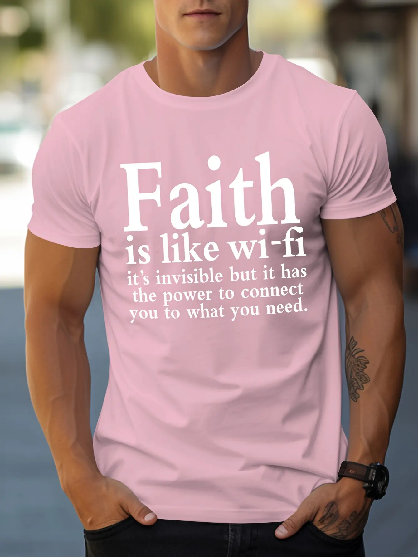 Men's summer 100% pure cotton fashionable casual sports loose Faith letter print round neck short sleeved T-shirt top