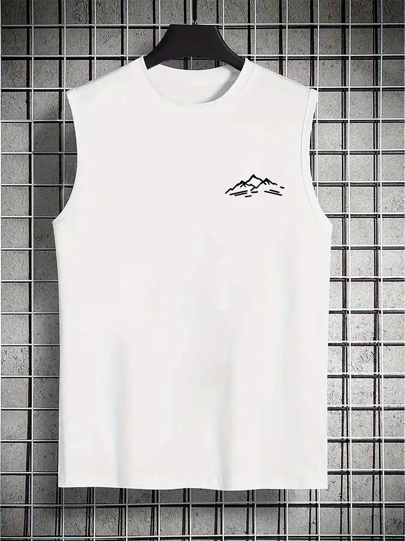 Men's summer casual sports loose mountain pattern print comfortable and breathable round neck sleeveless vest
