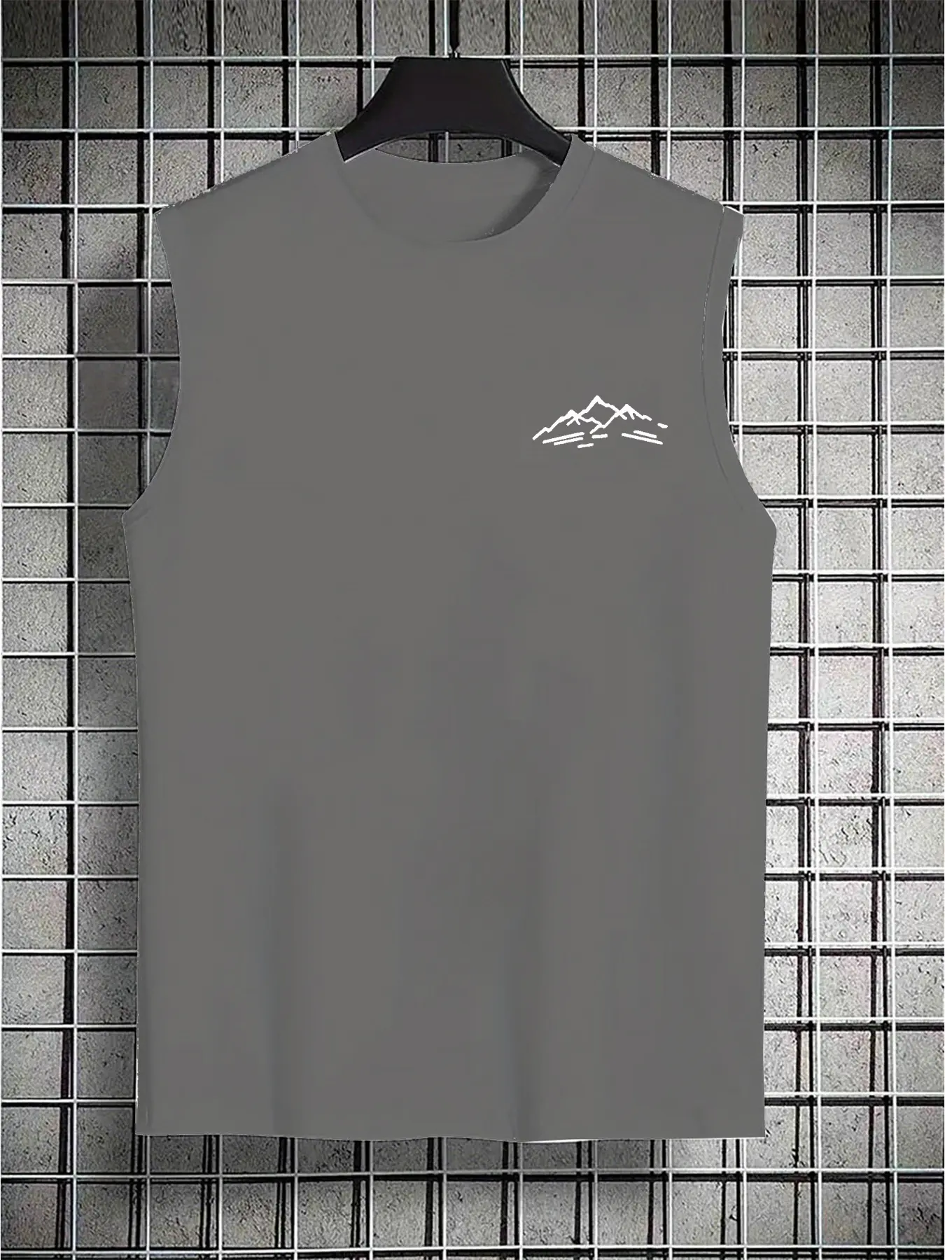 Men's summer casual sports loose mountain pattern print comfortable and breathable round neck sleeveless vest