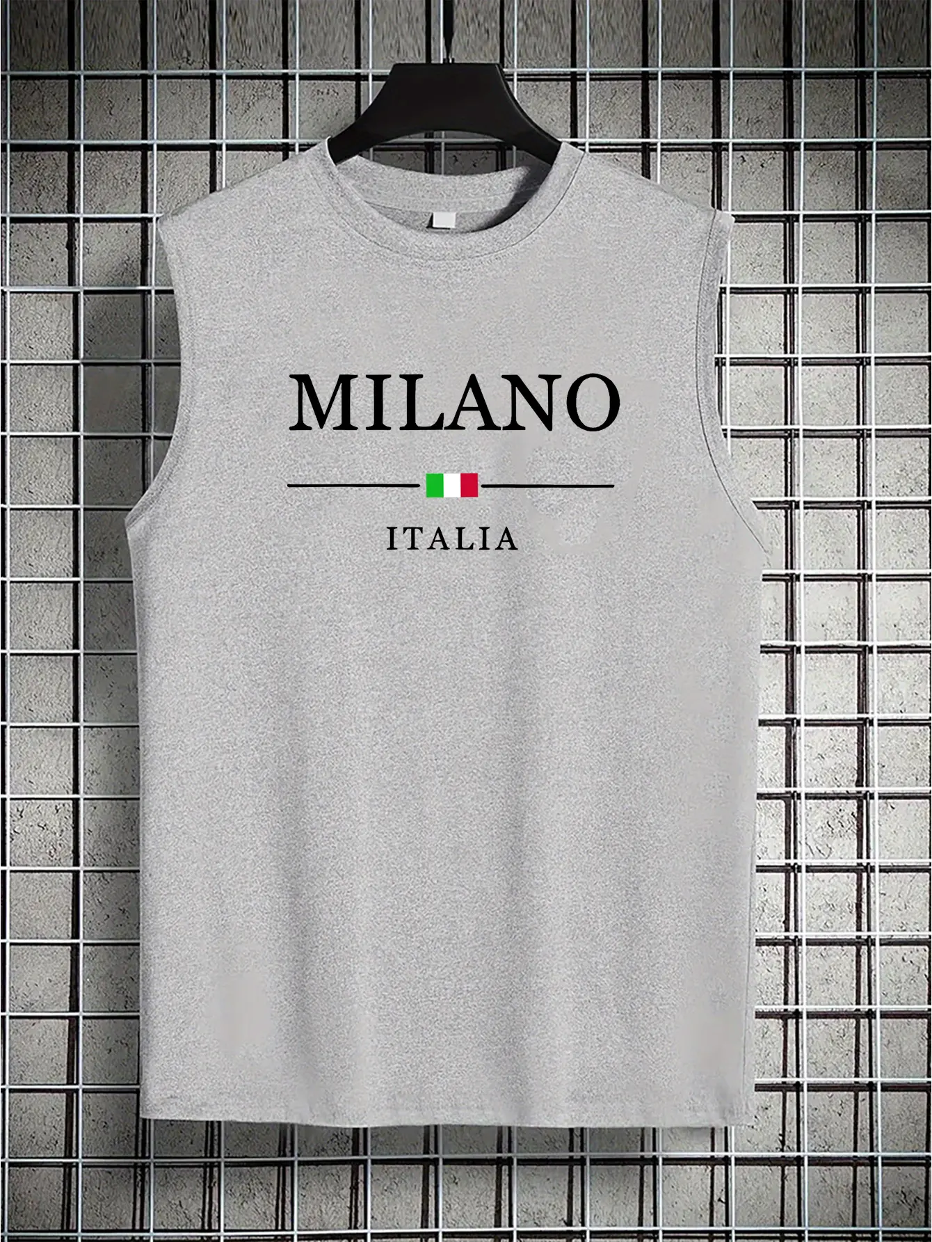 Men's summer casual sports fitness loose MILANO ITALIA printed comfortable and breathable round neck sleeveless vest