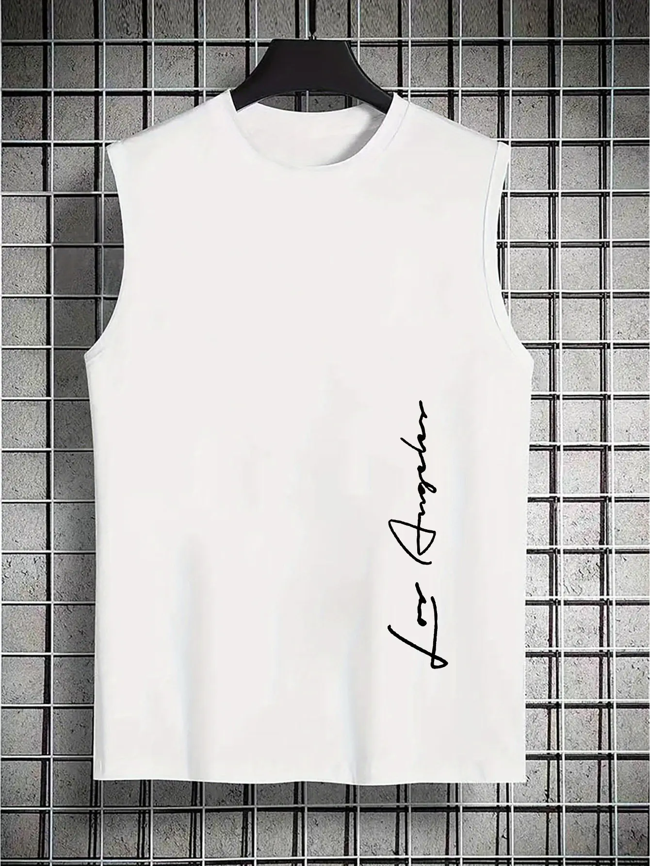 Men's Summer Leisure Sports Fitness Loose Los Angeles Letter Printed Comfortable Breathable Round Neck Sleeveless Tank Top
