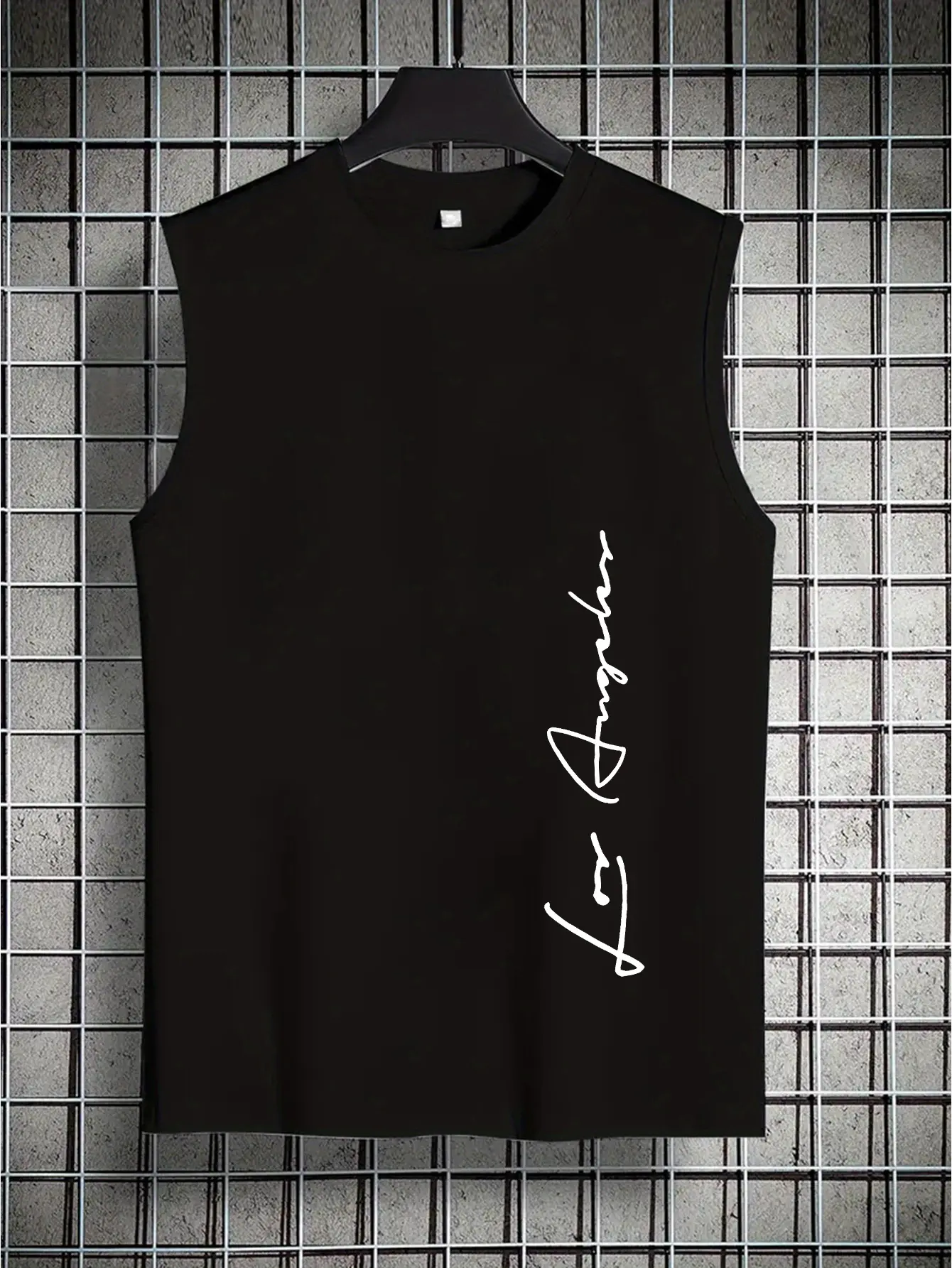 Men's Summer Leisure Sports Fitness Loose Los Angeles Letter Printed Comfortable Breathable Round Neck Sleeveless Tank Top