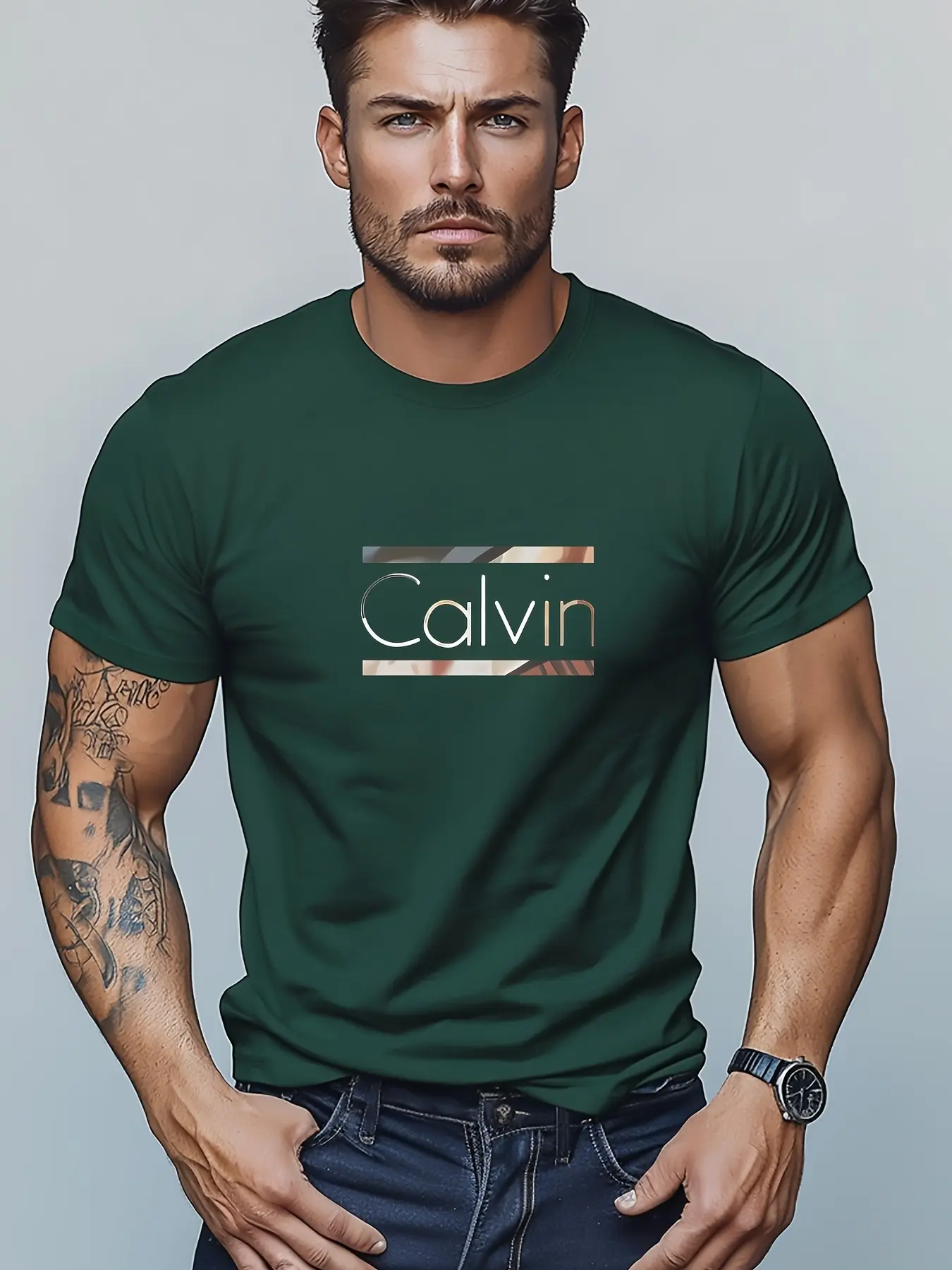 Men's summer 100% pure cotton fashionable casual sports loose letter pattern printed round neck short sleeved T-shirt top