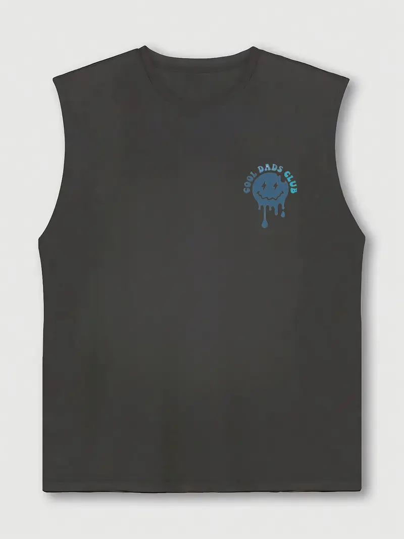 Men's summer casual sports fitness loose COOL DADS CLUB printed comfortable and breathable round neck sleeveless vest