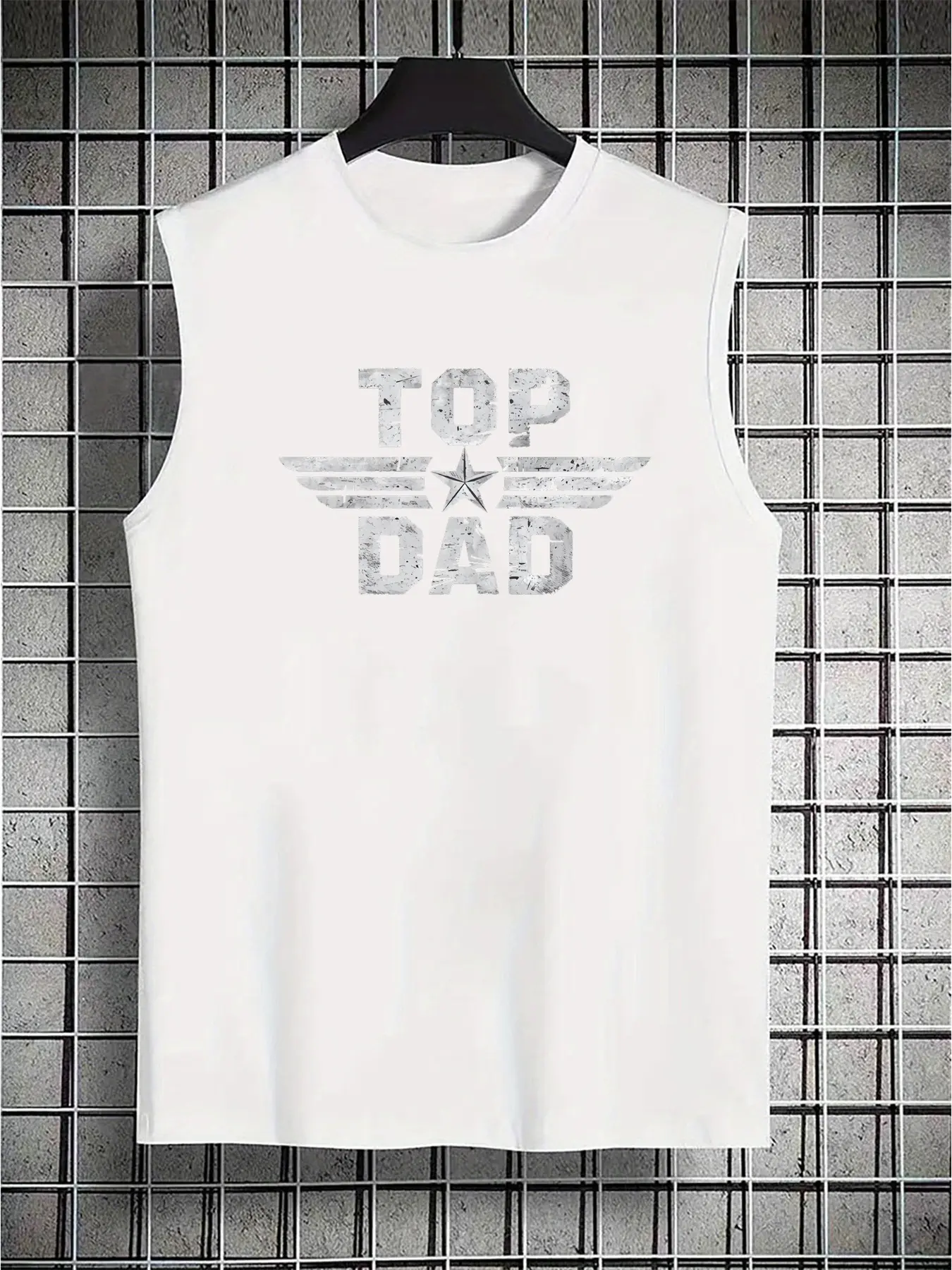 Men's Summer Leisure Sports Fitness Loose TOP DAD Printed Comfortable Breathable Round Neck Sleeveless Tank Top