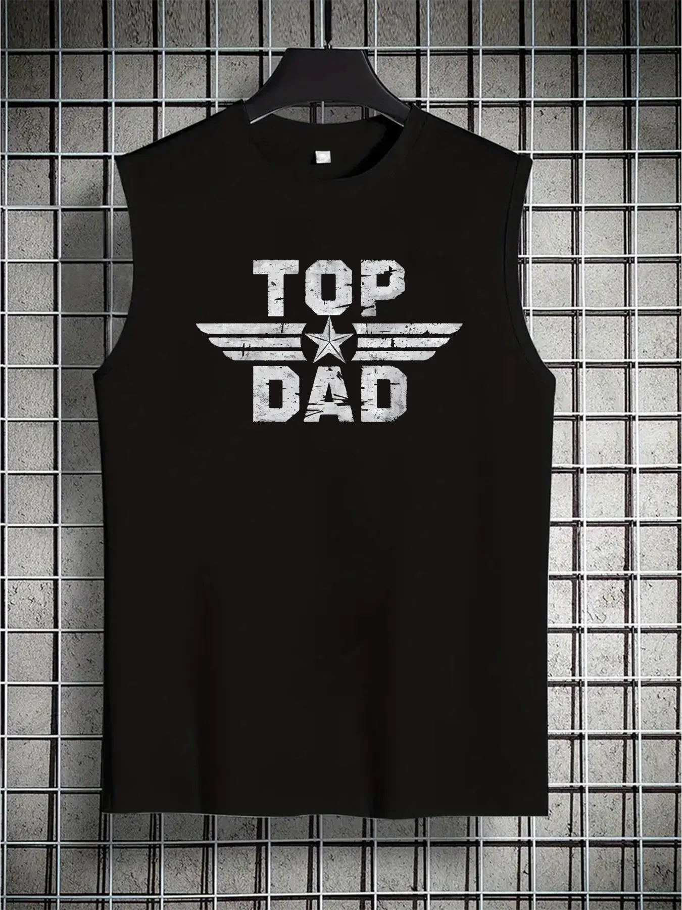 Men's Summer Leisure Sports Fitness Loose TOP DAD Printed Comfortable Breathable Round Neck Sleeveless Tank Top